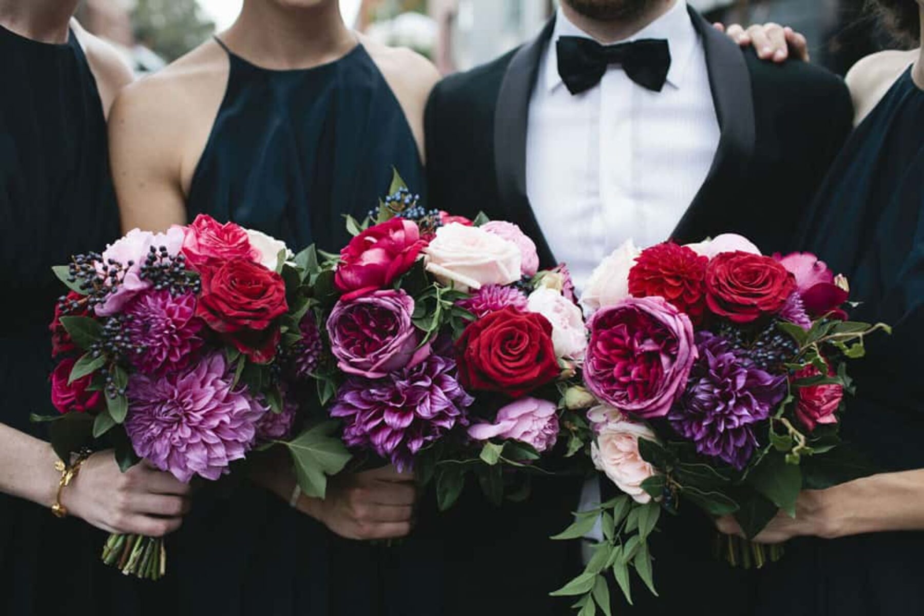 jewel-toned bridesmaid bouquets