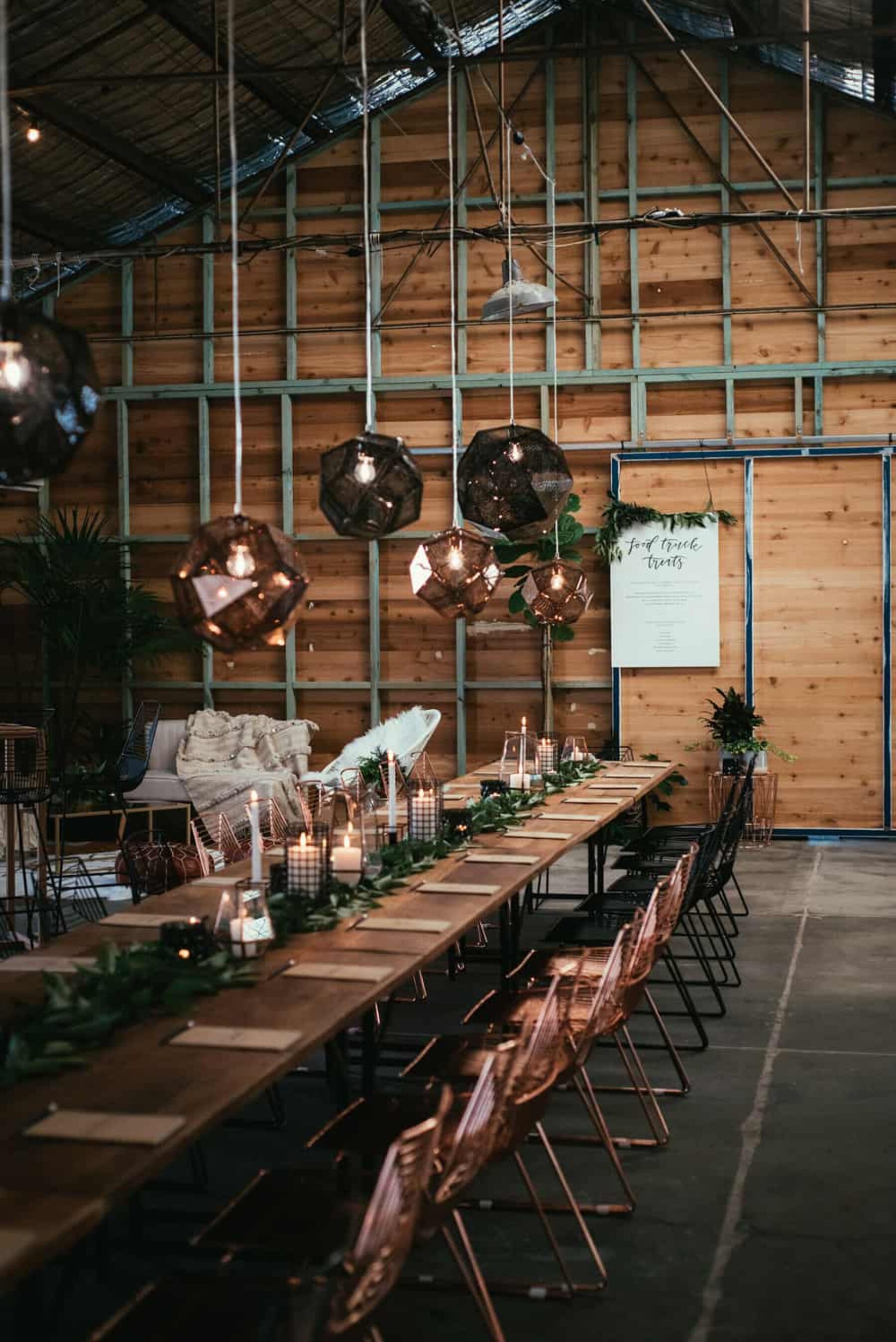modern copper and black industrial wedding design