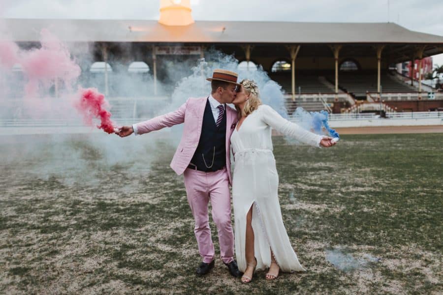 Best groom styles of 2016 - bubblegum pink suit and boat hat