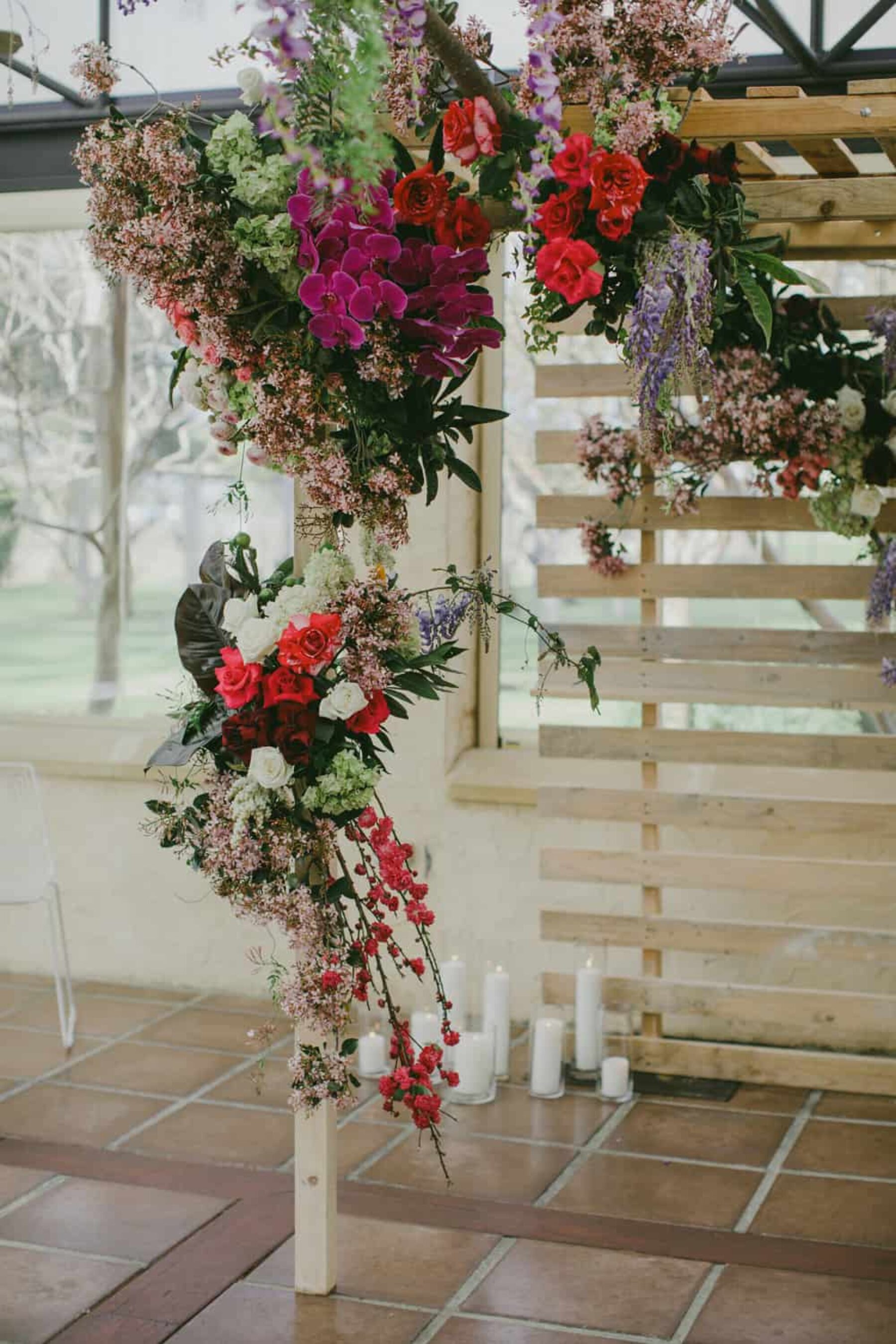 floral arbour for a modern indoor wedding