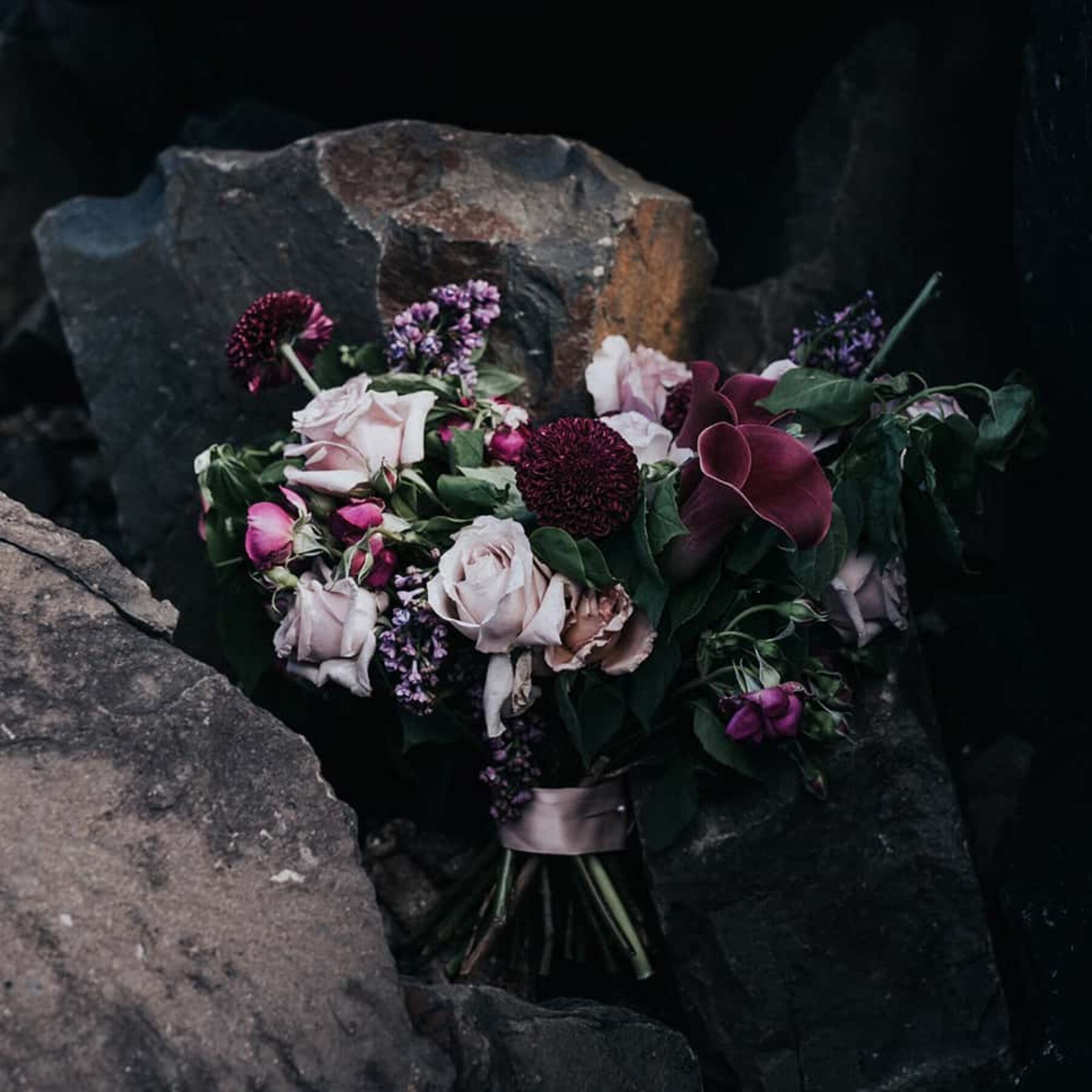 plum and burgundy bouquet