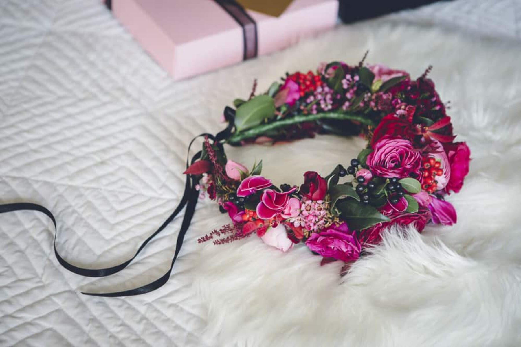 magenta flower crown