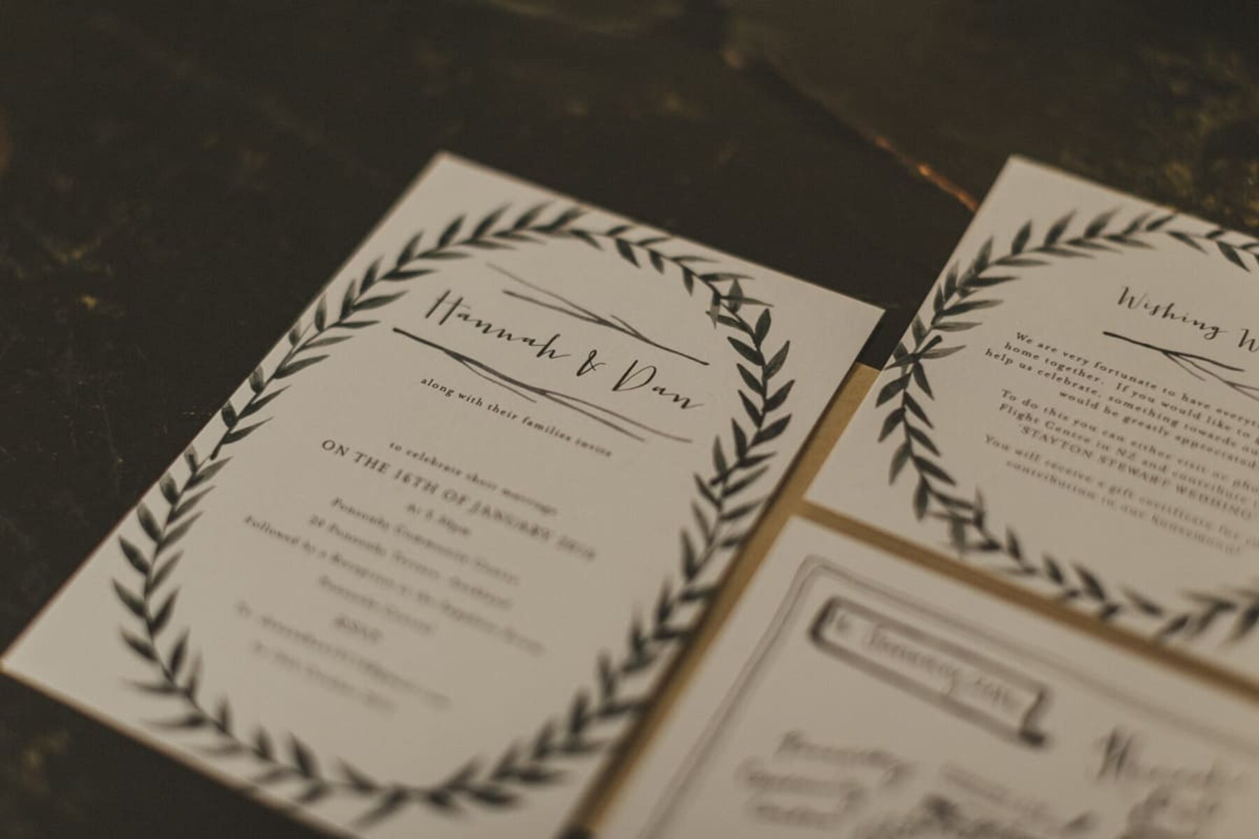 foliage motif wedding invitation