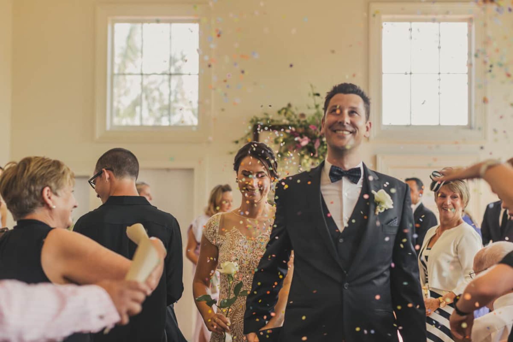 vintage wedding confetti toss