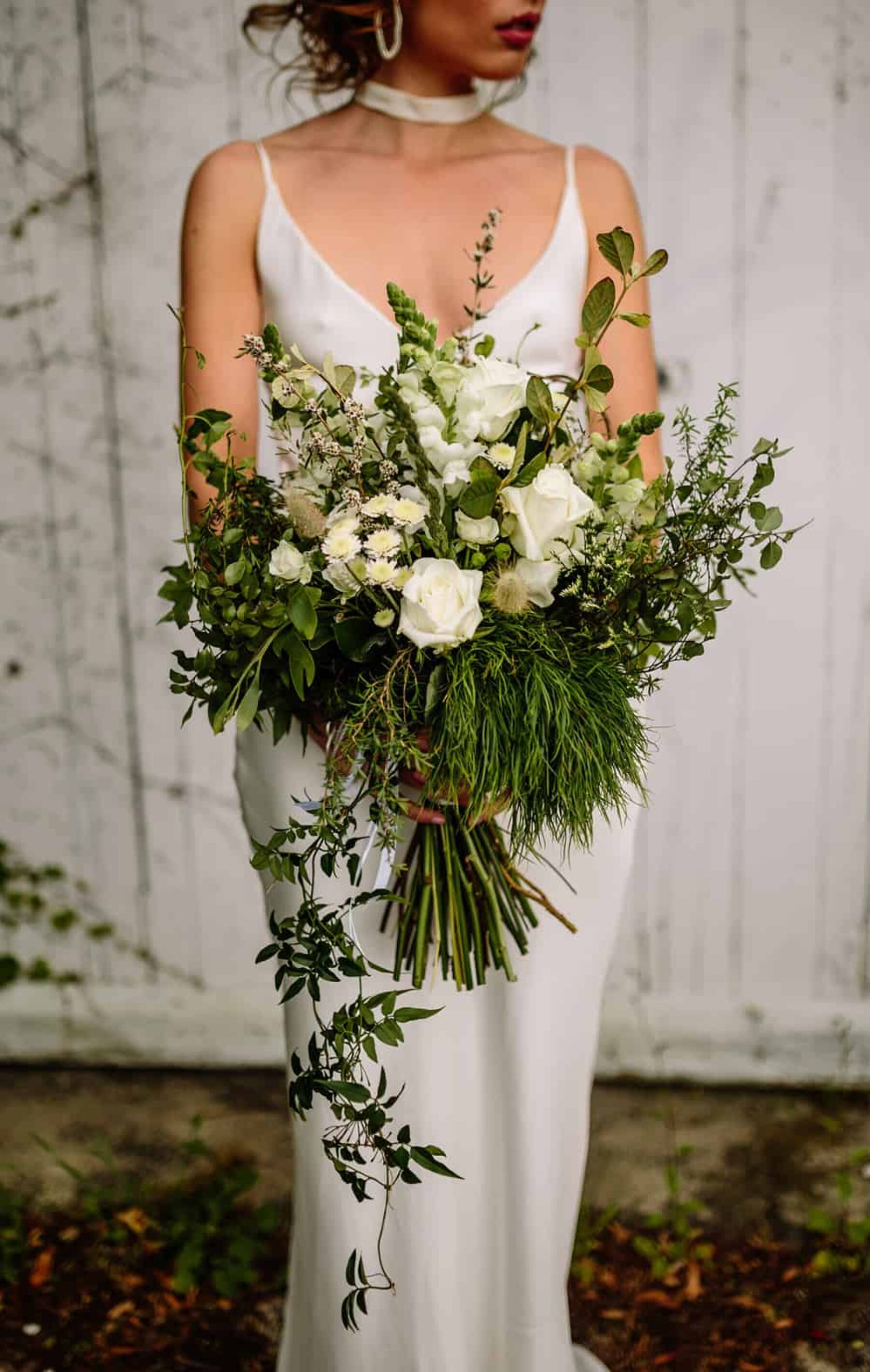 modern green and white bridal bouquet