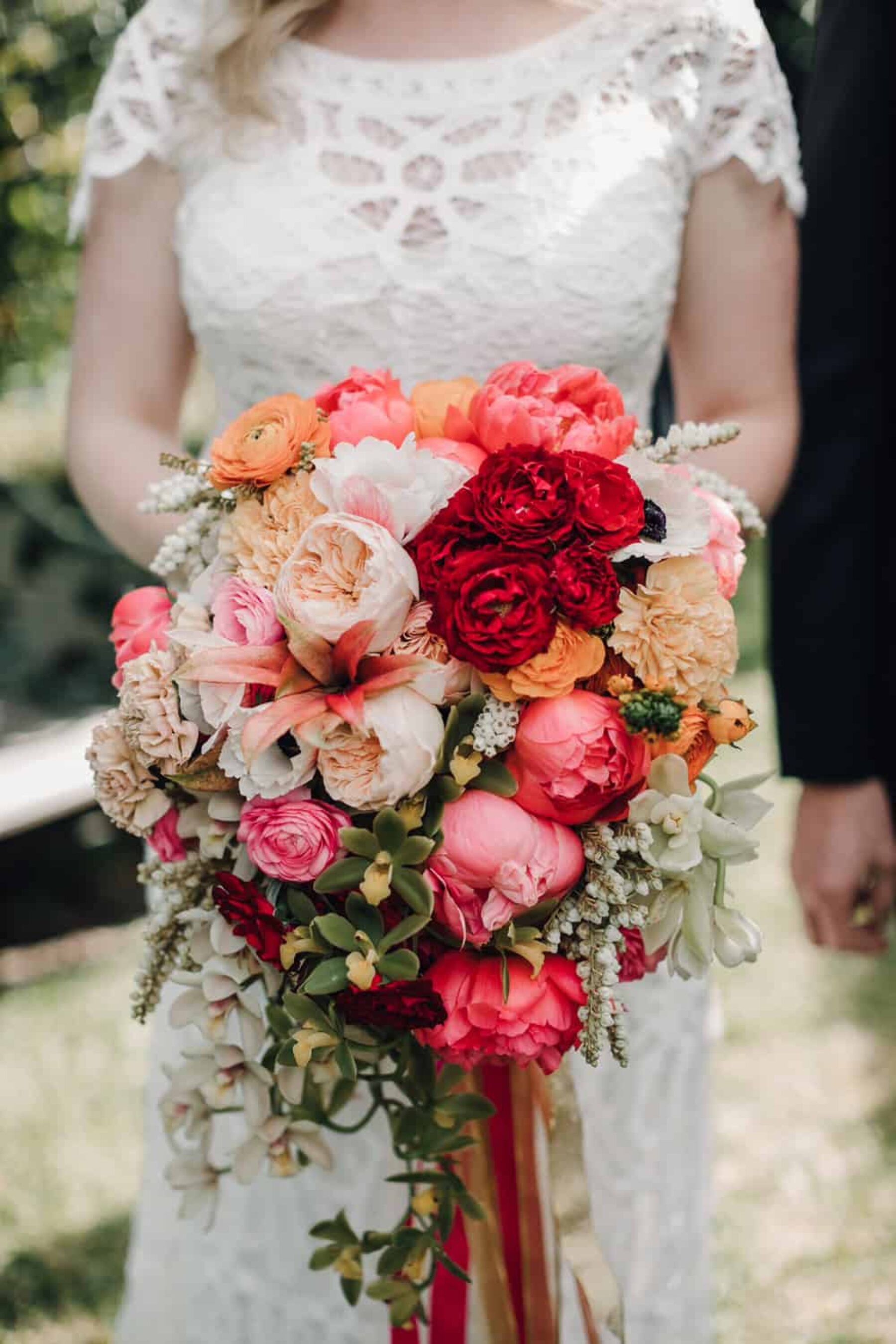 peach and pink peony bouquet