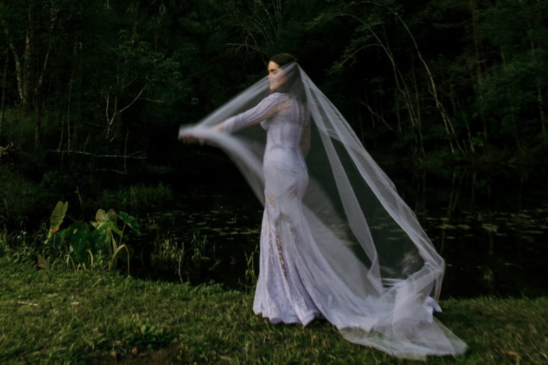long sleeve lilac wedding dress