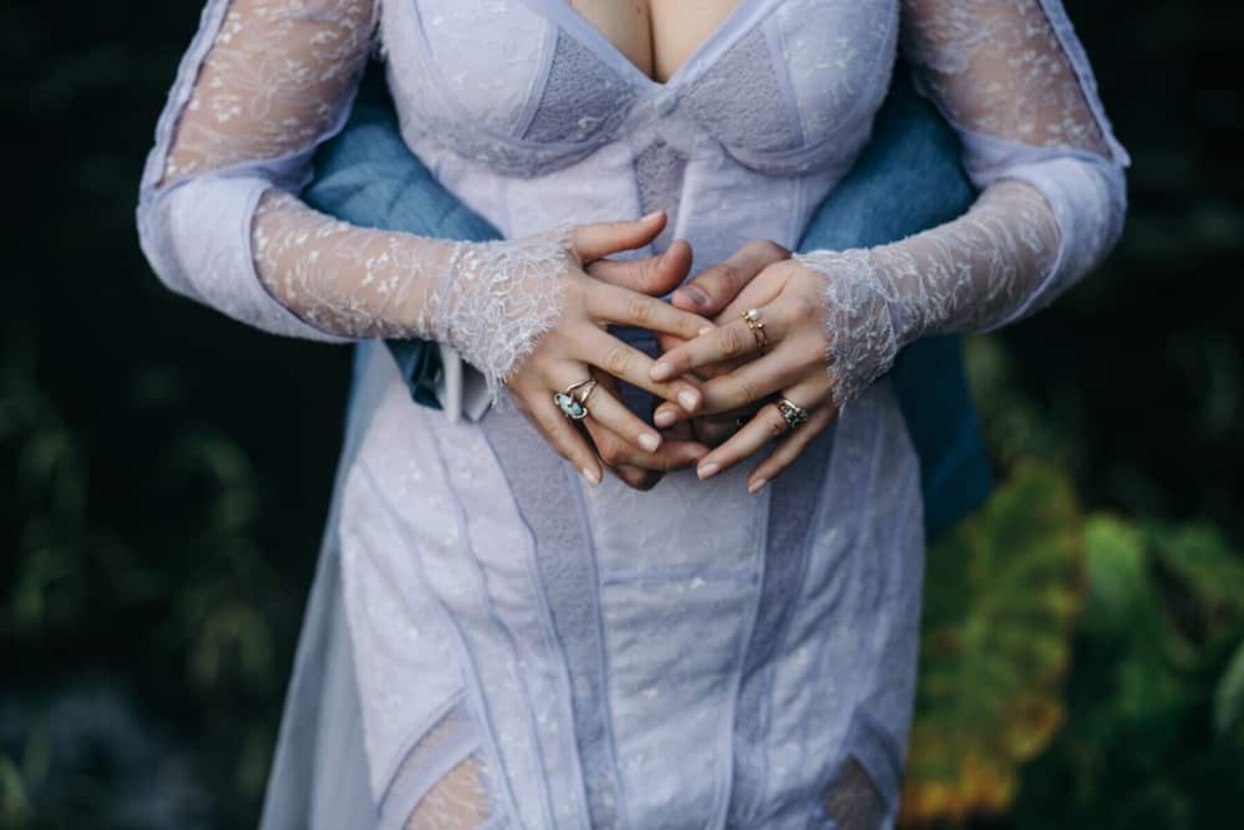 long sleeve lilac wedding dress