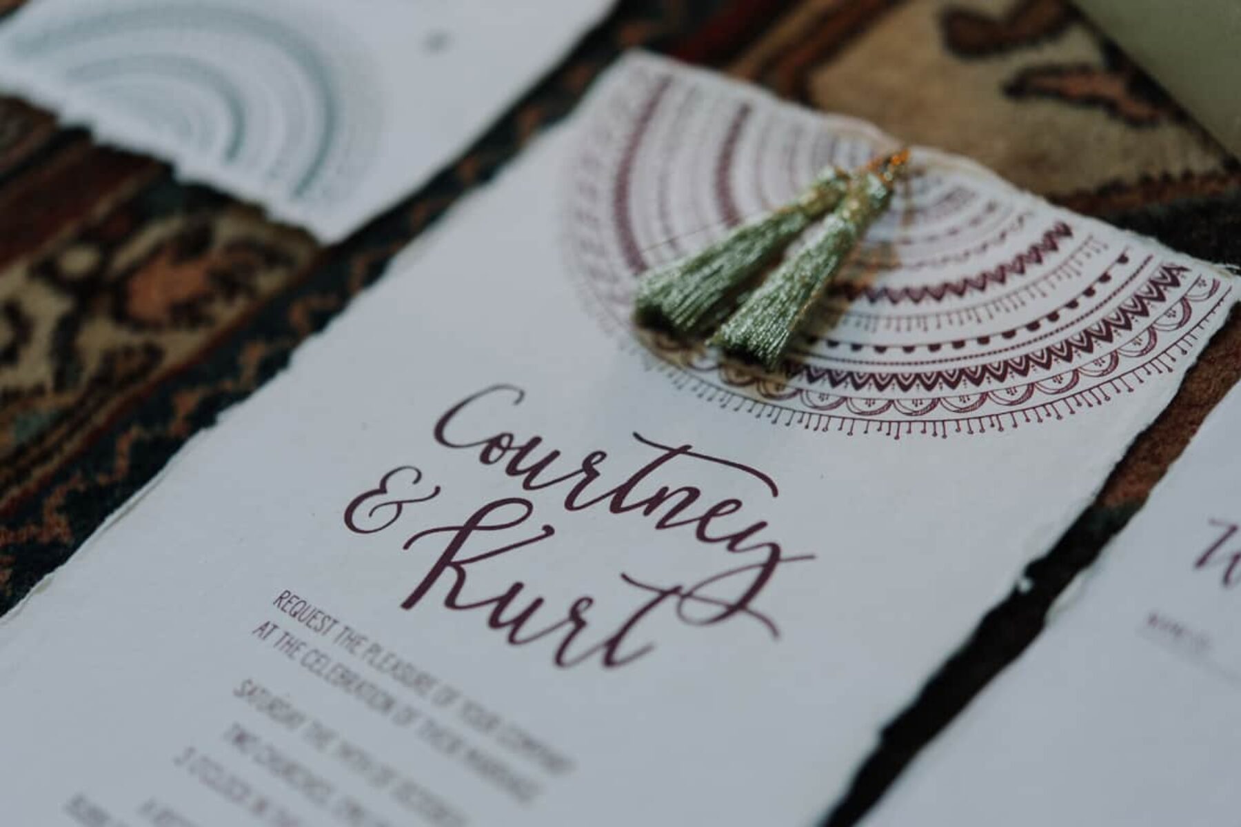 boho letterpress wedding invitations