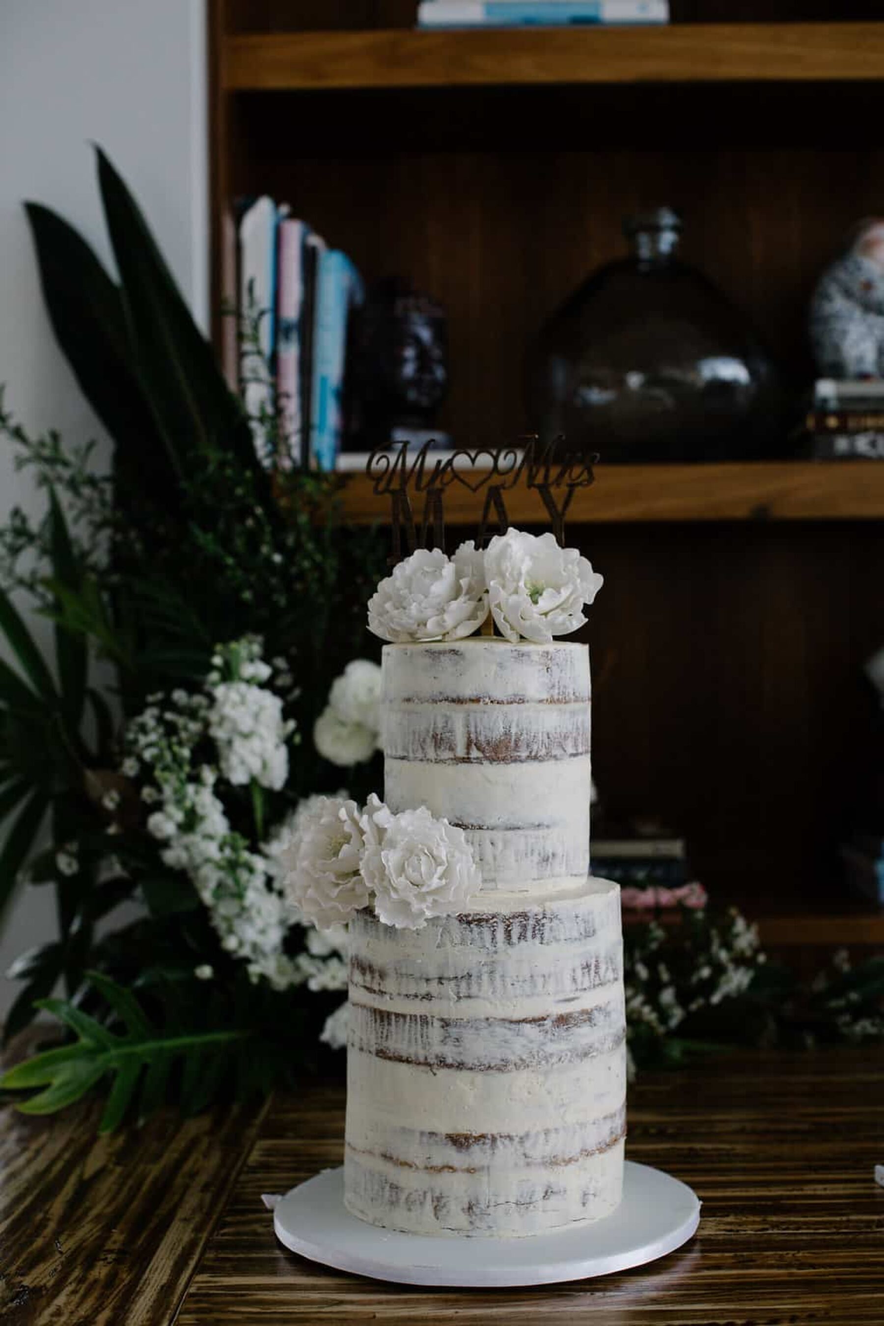 modern nearly-naked wedding cake