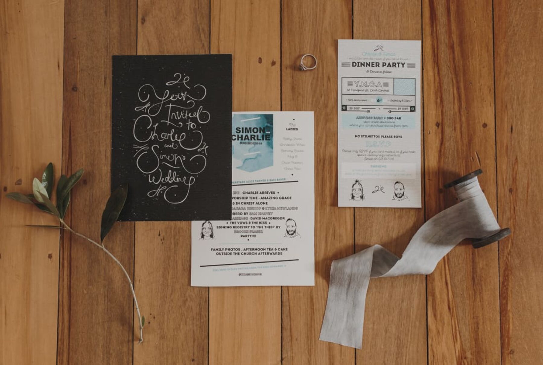 cute typographic wedding invitation