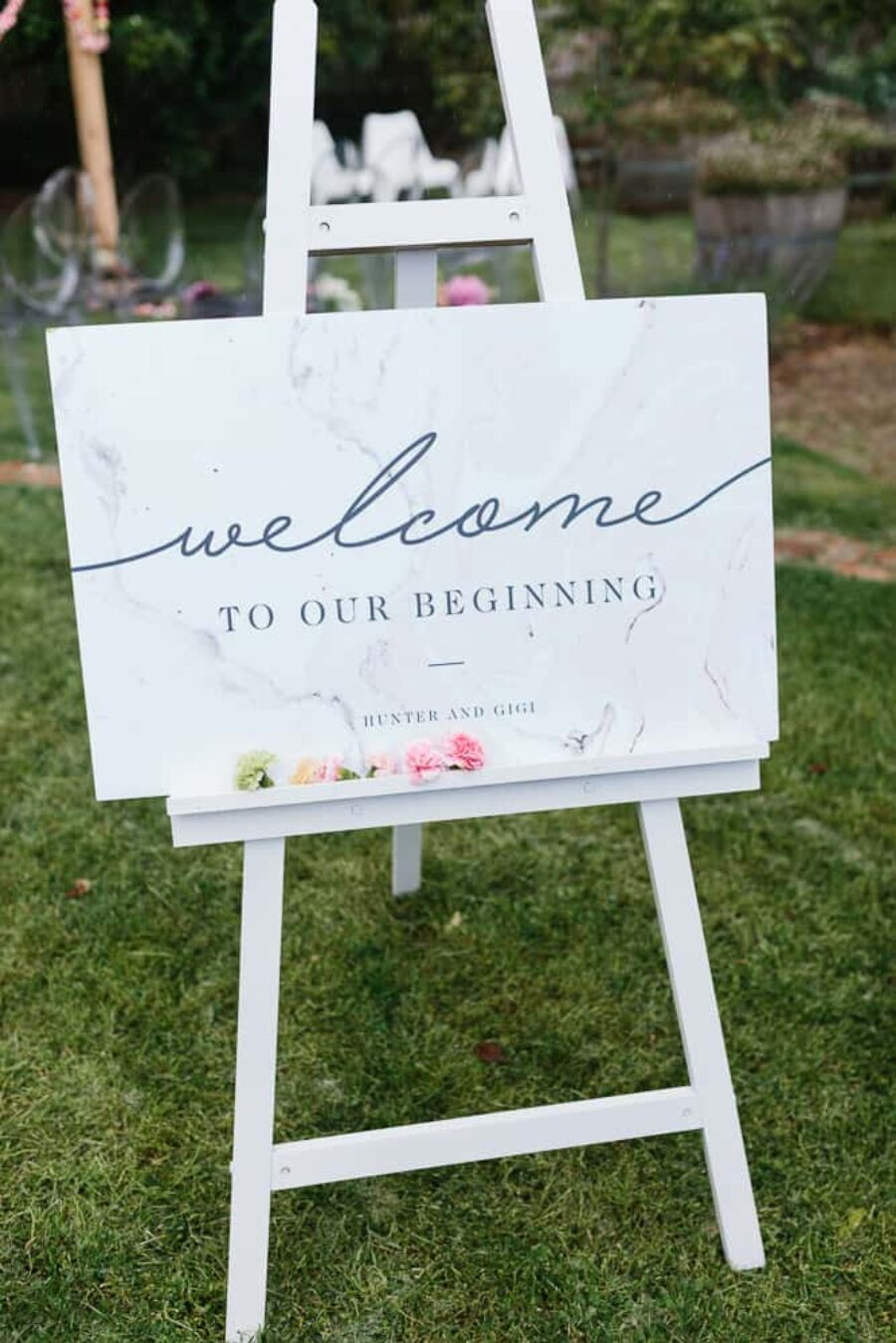 marble wedding welcome sign