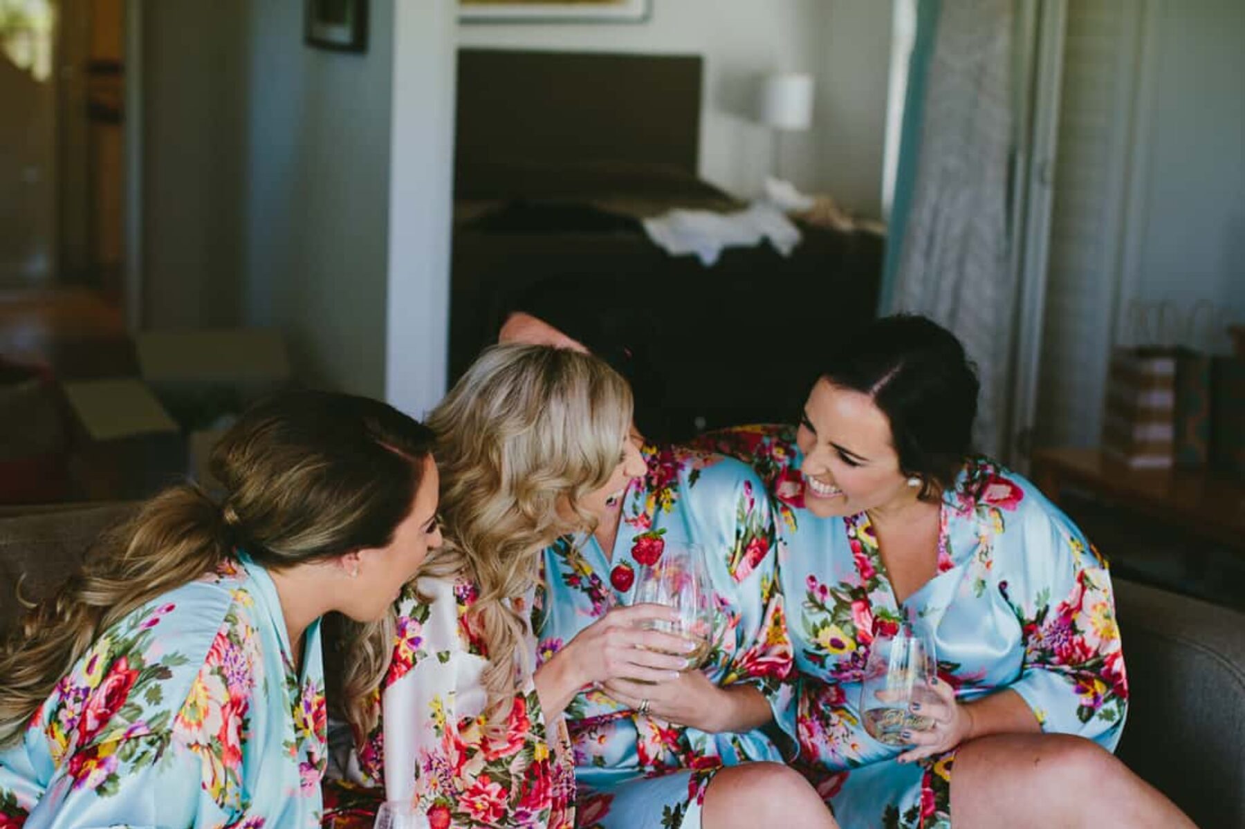 floral bridesmaids' robes