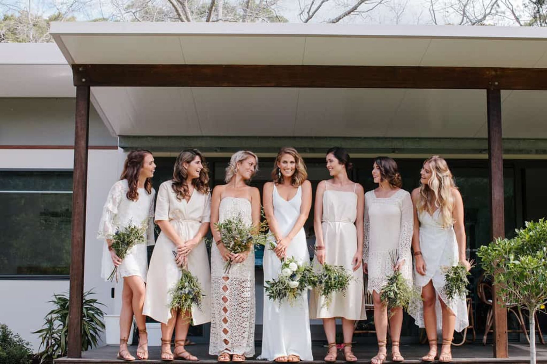 mixed white bridesmaid dresses