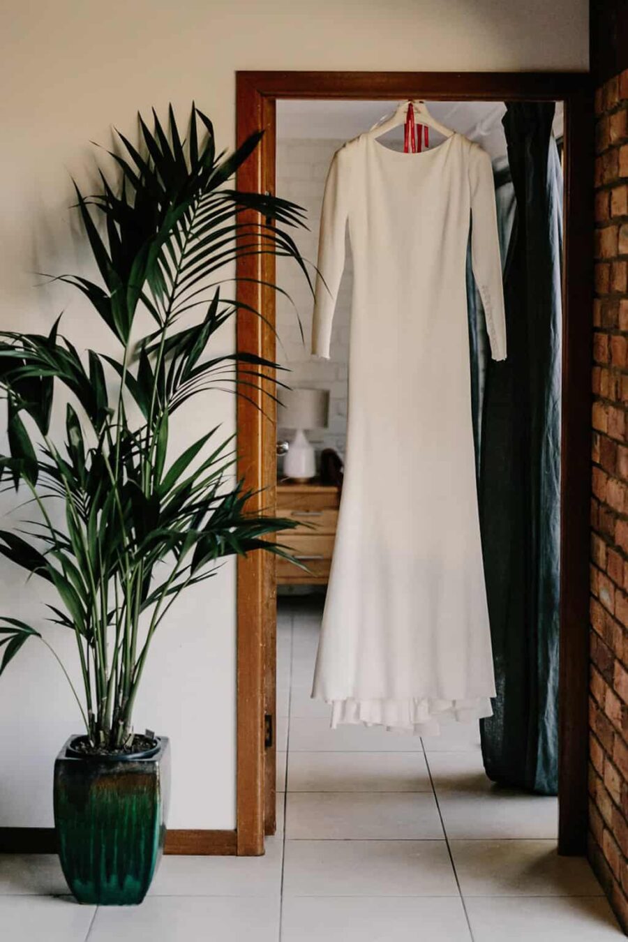 minimalist long sleeve wedding dress