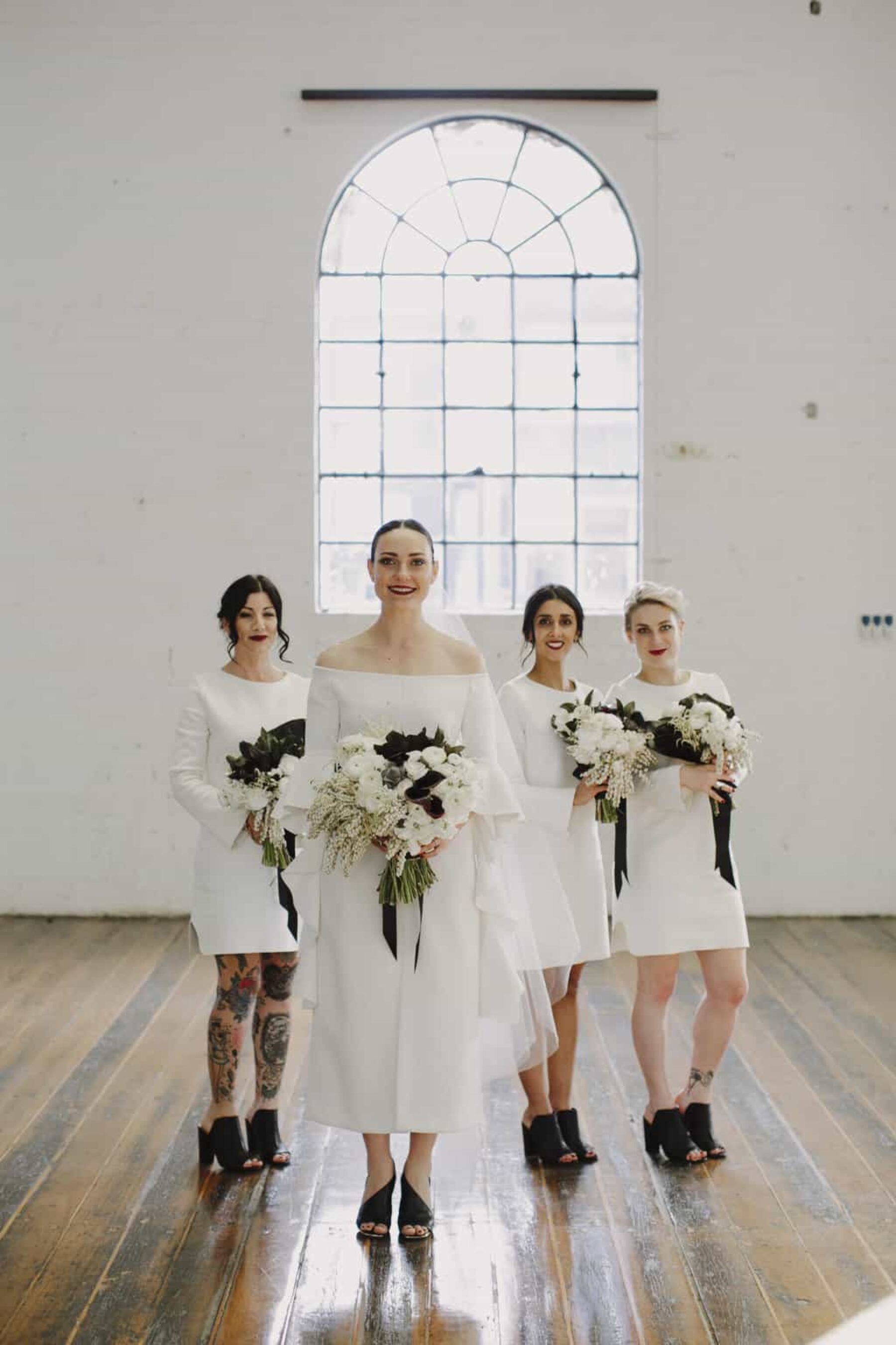 modern white bridesmaid dresses
