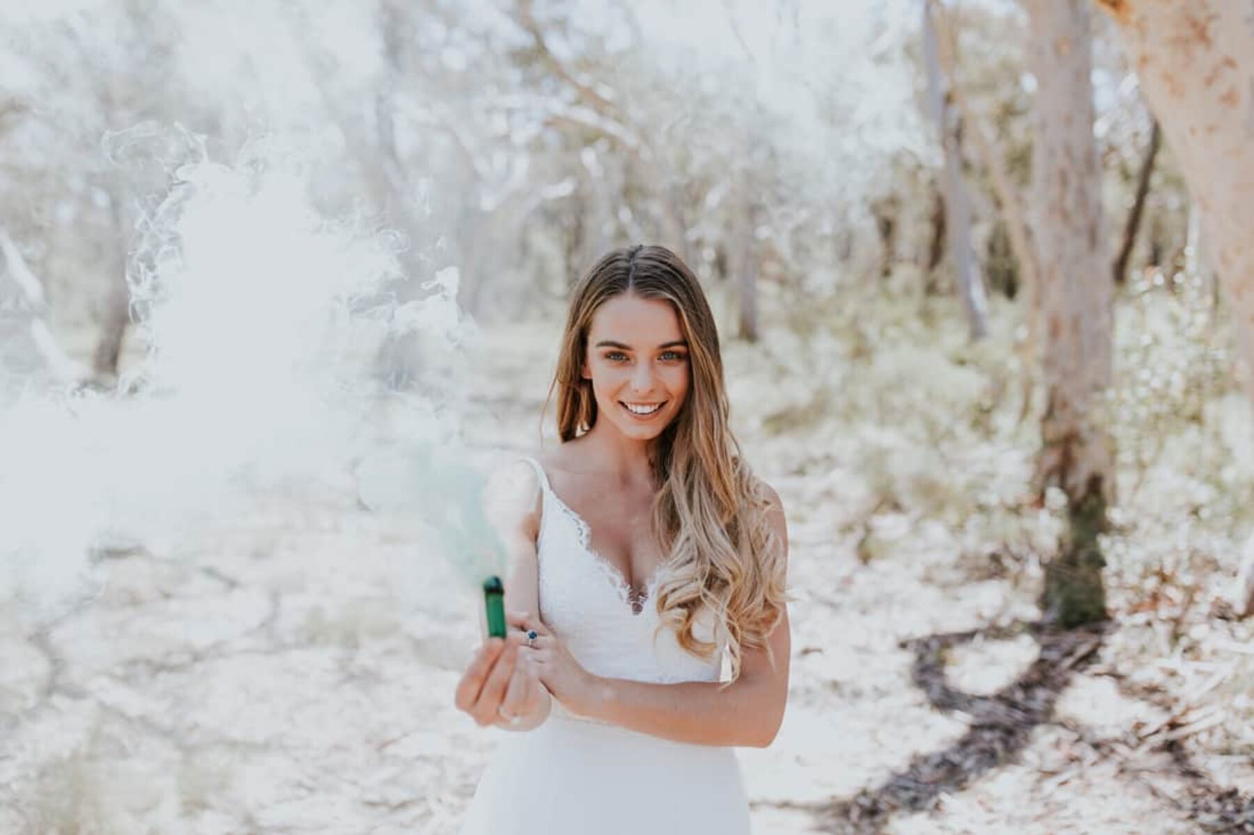 vibrant wedding inspiration with smoke bombs