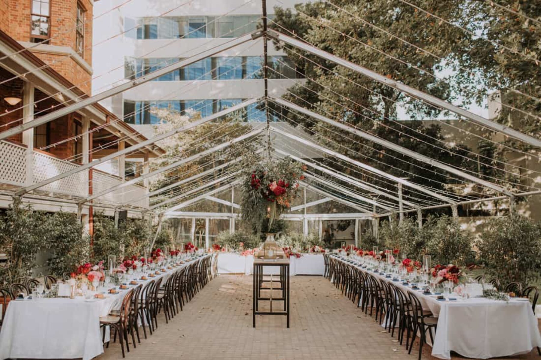 marquee wedding with epic florals at Lamont's Bishop House