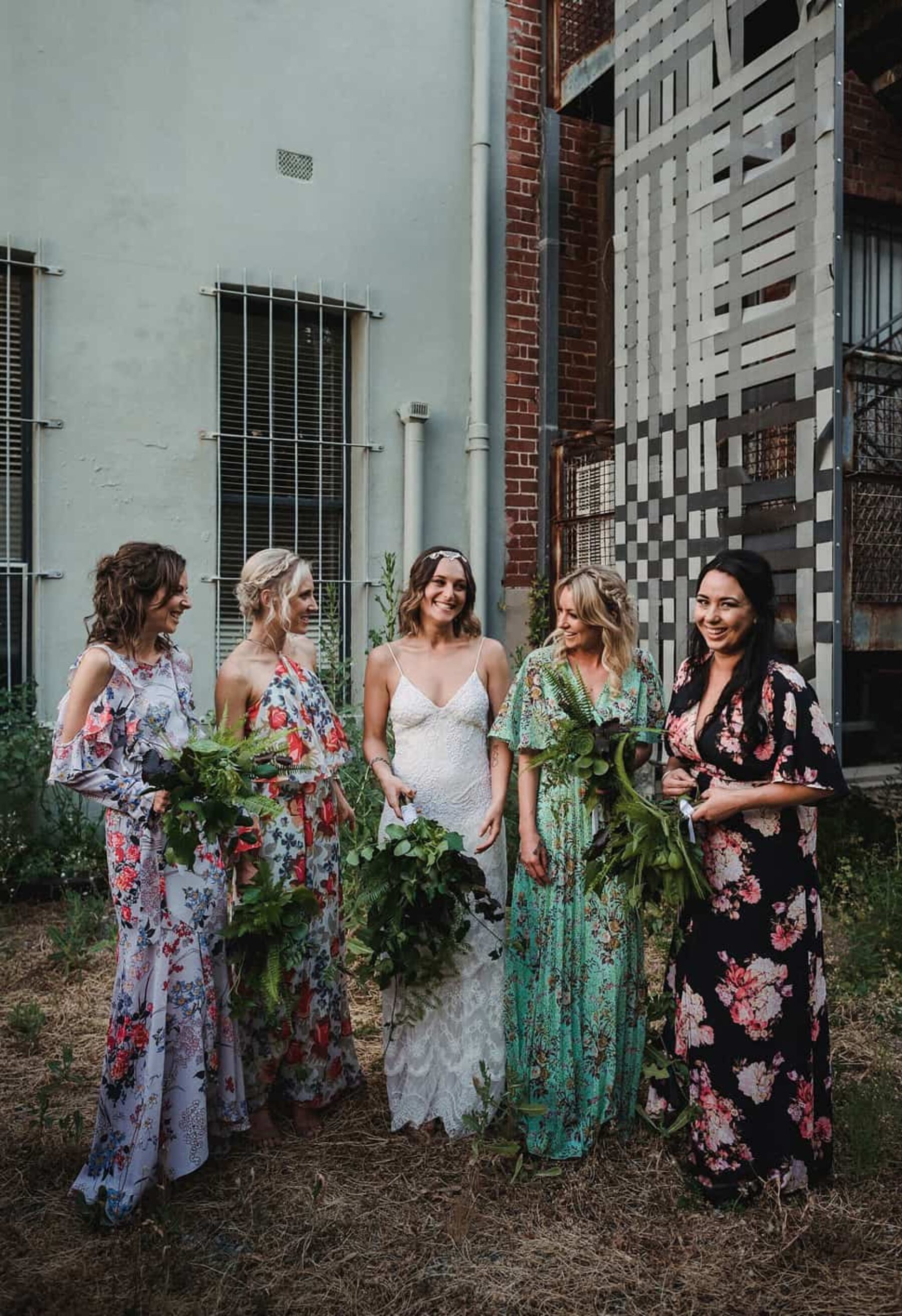 mismatched floral bridesmaid dresses