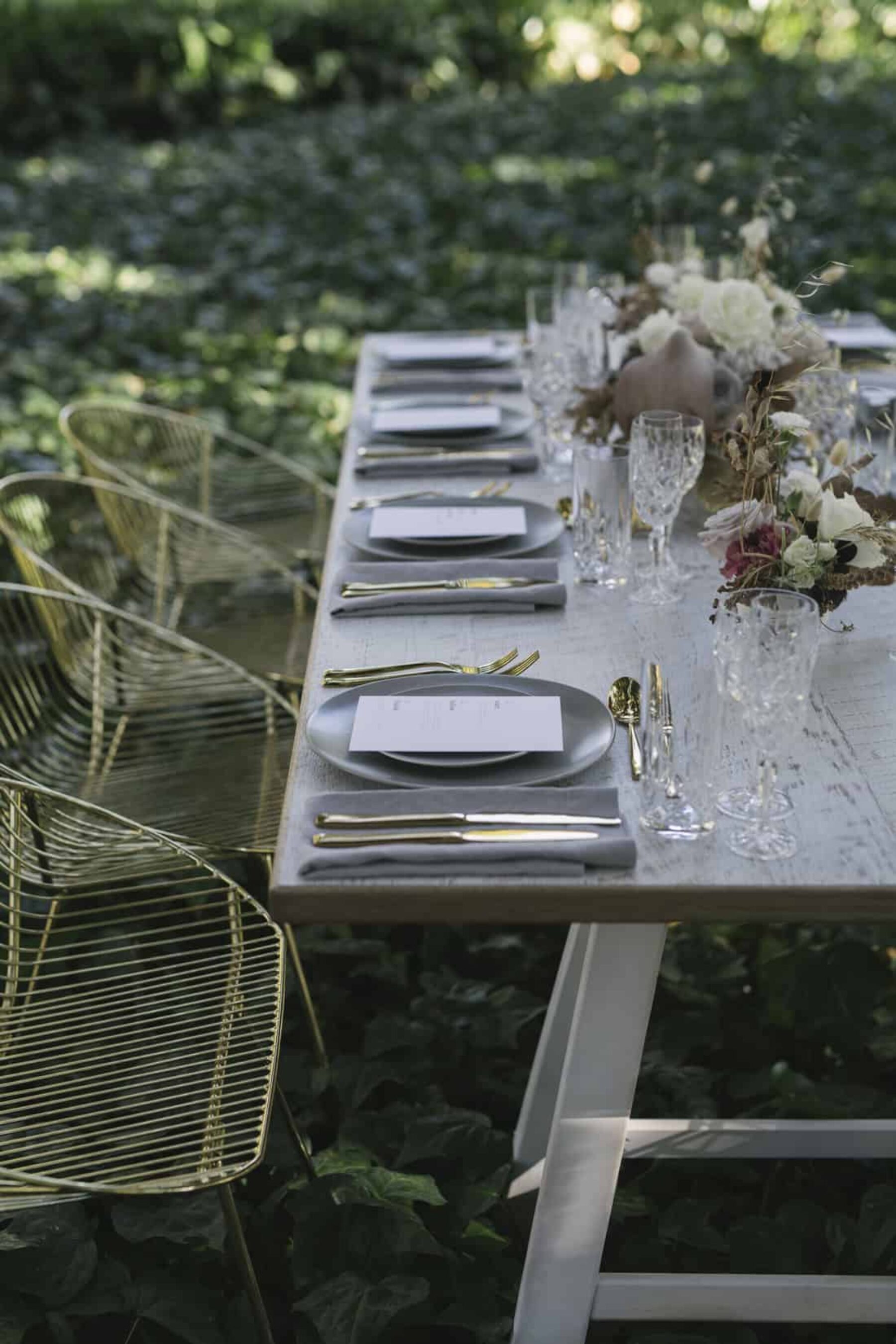tablescape with gold accents