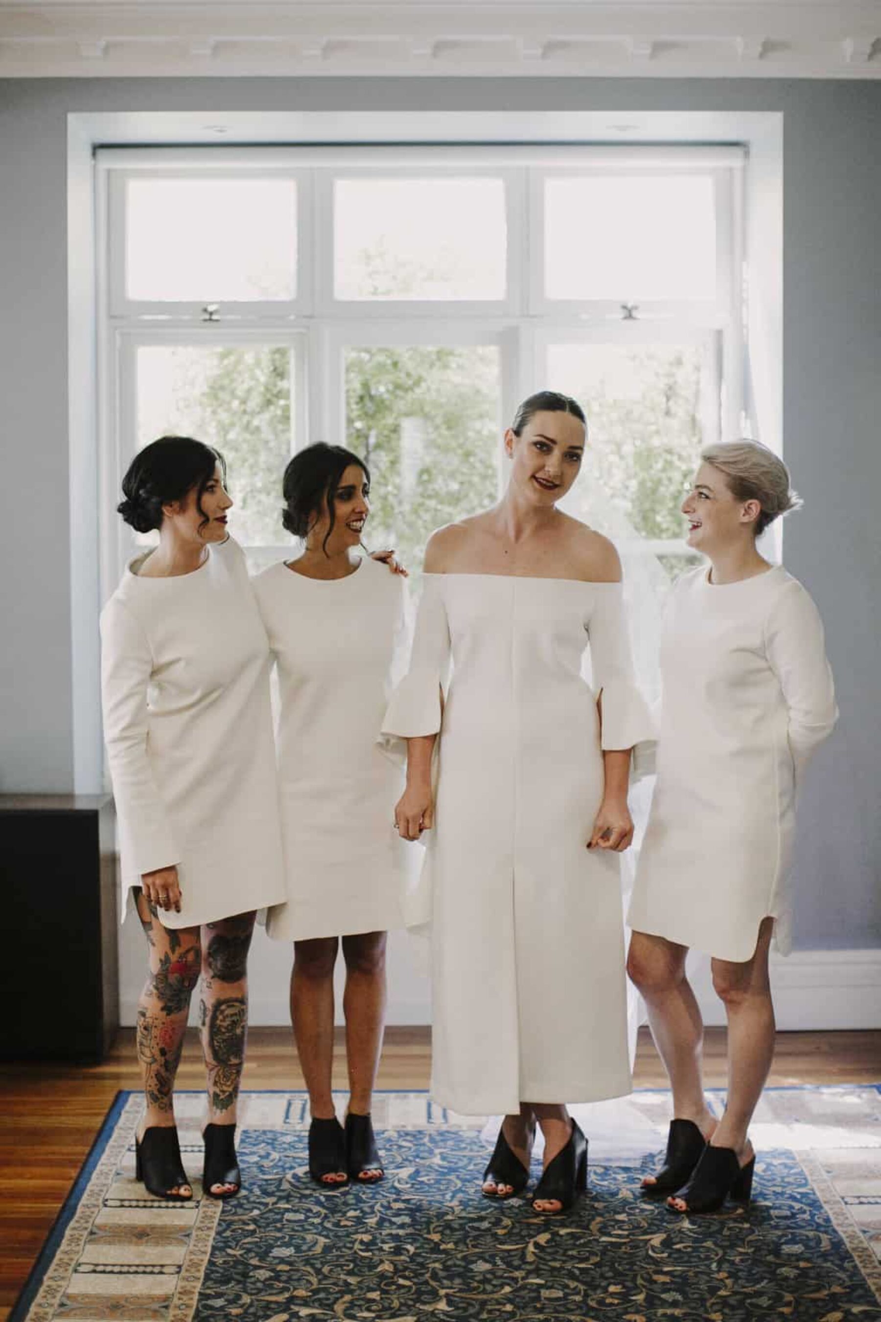 modern white bridesmaid dresses