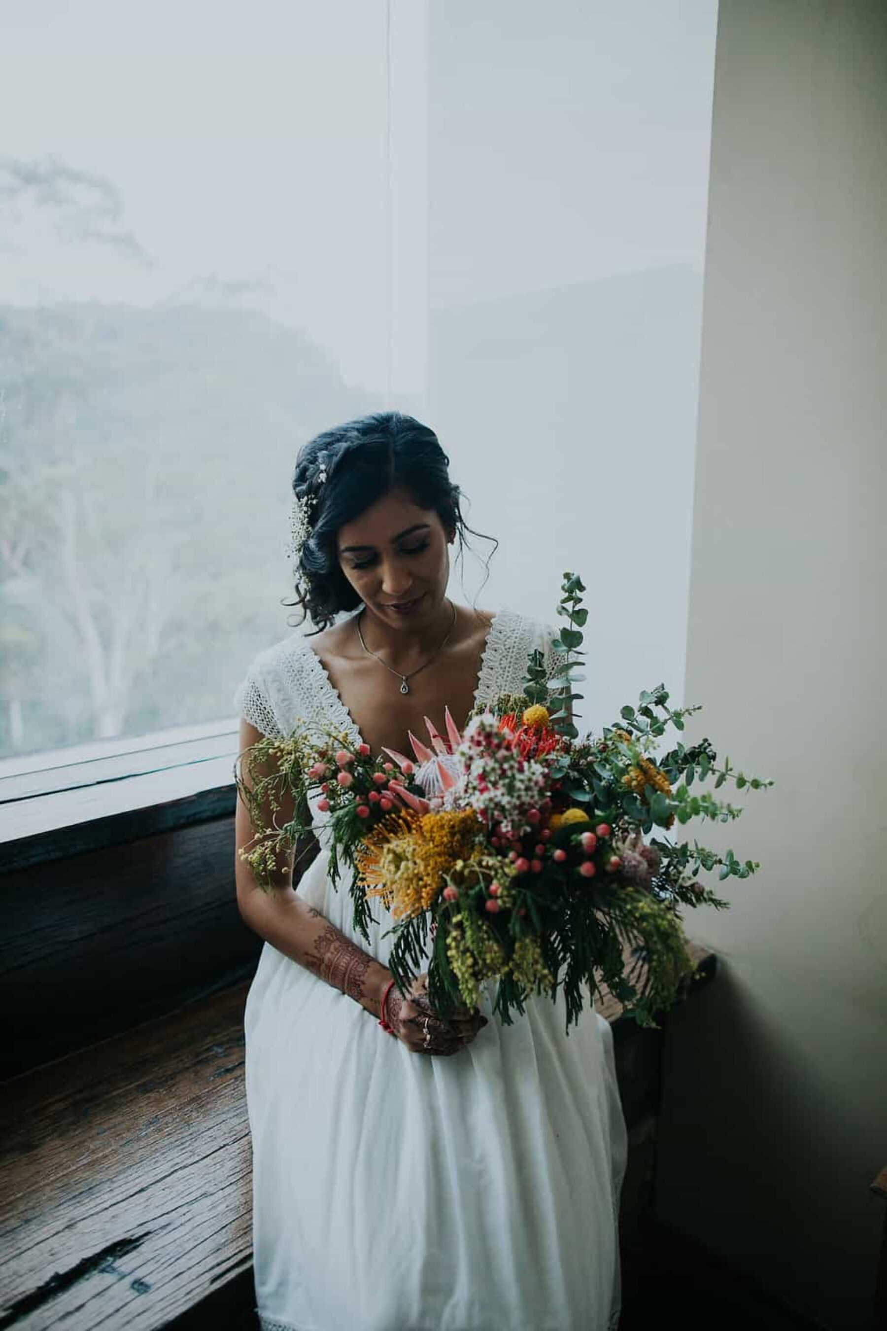 native flower bridal bouquet