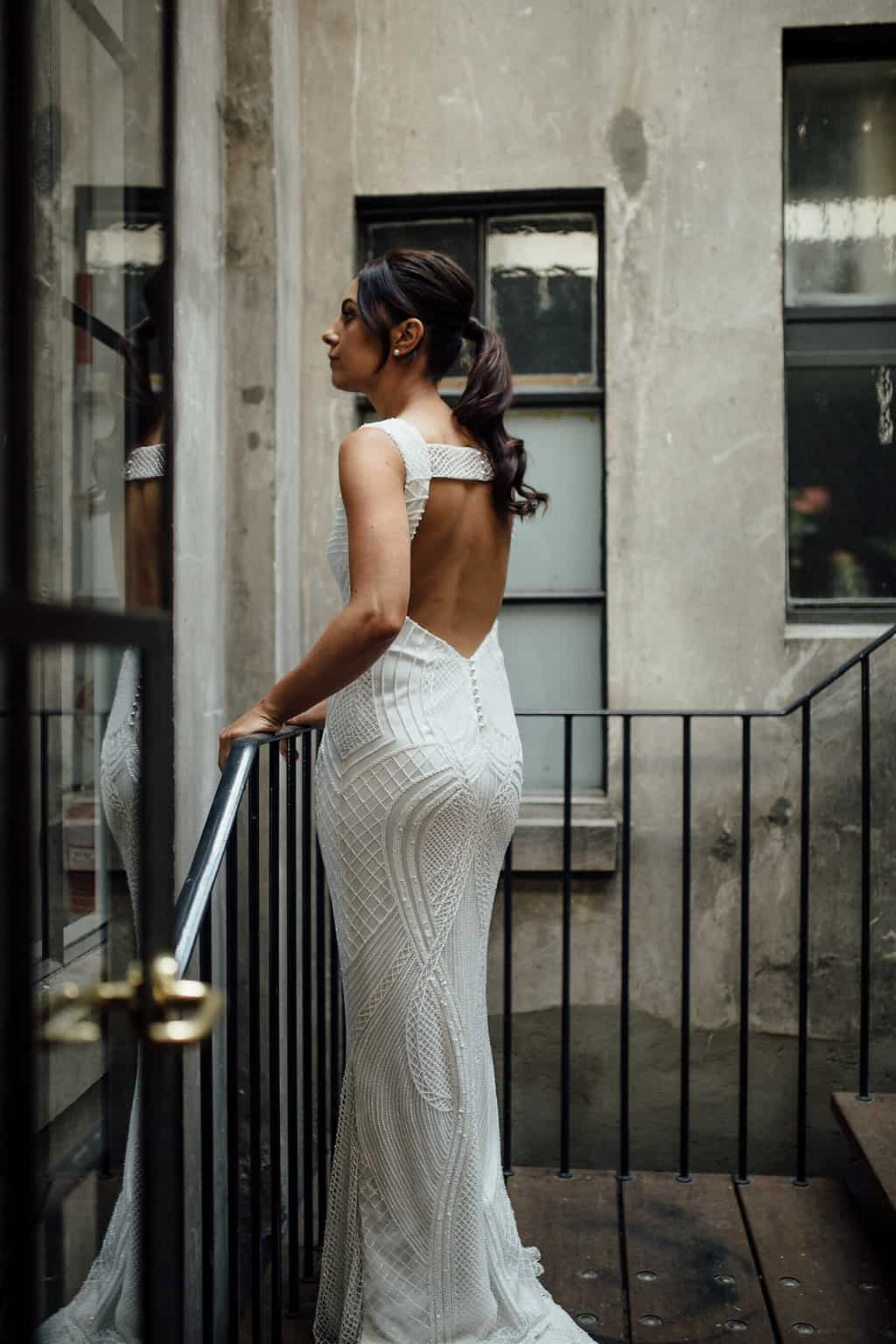 modern open-back wedding dress