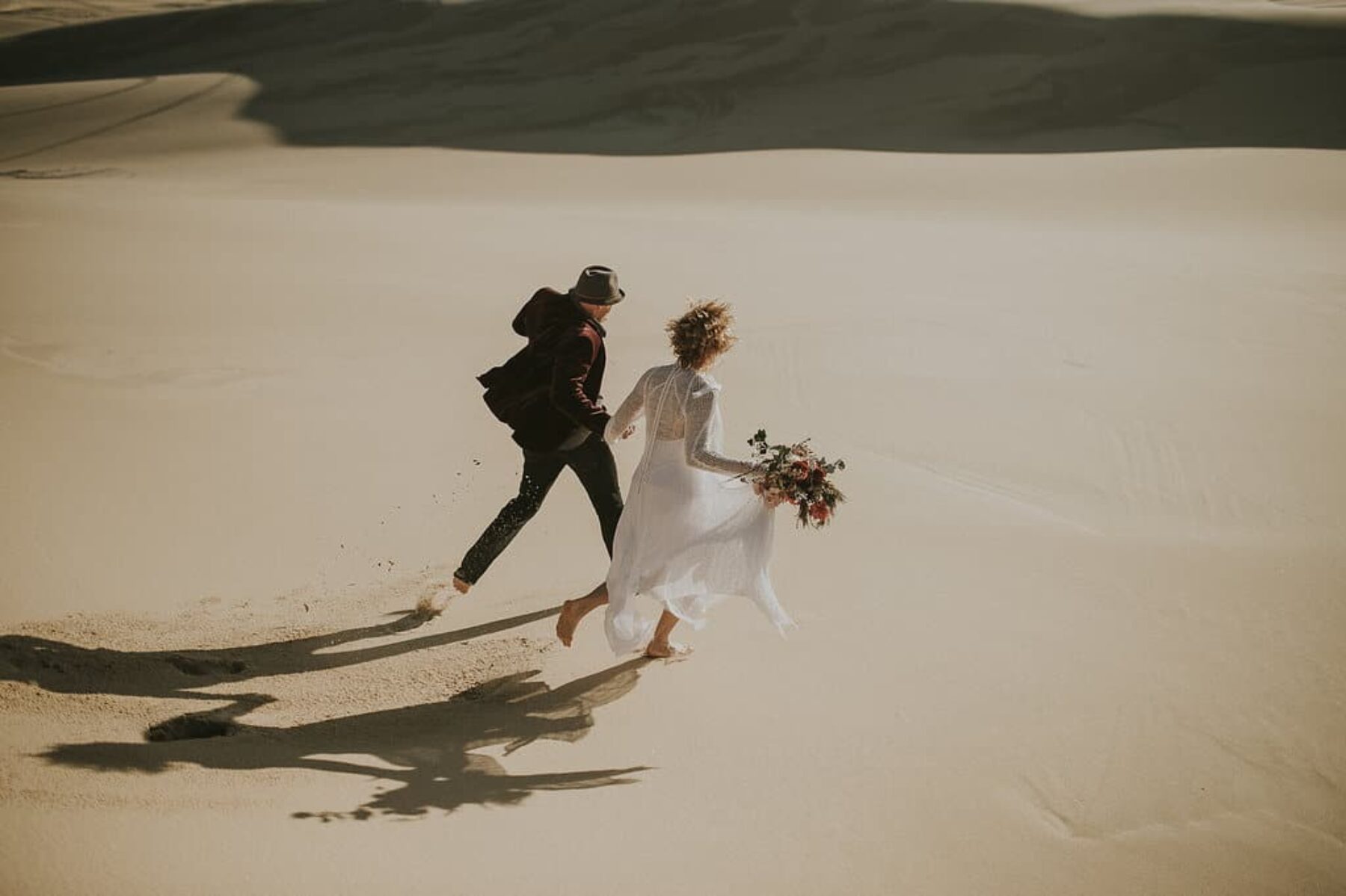bohemian desert wedding in the Stockton Dunes, NSW Australia
