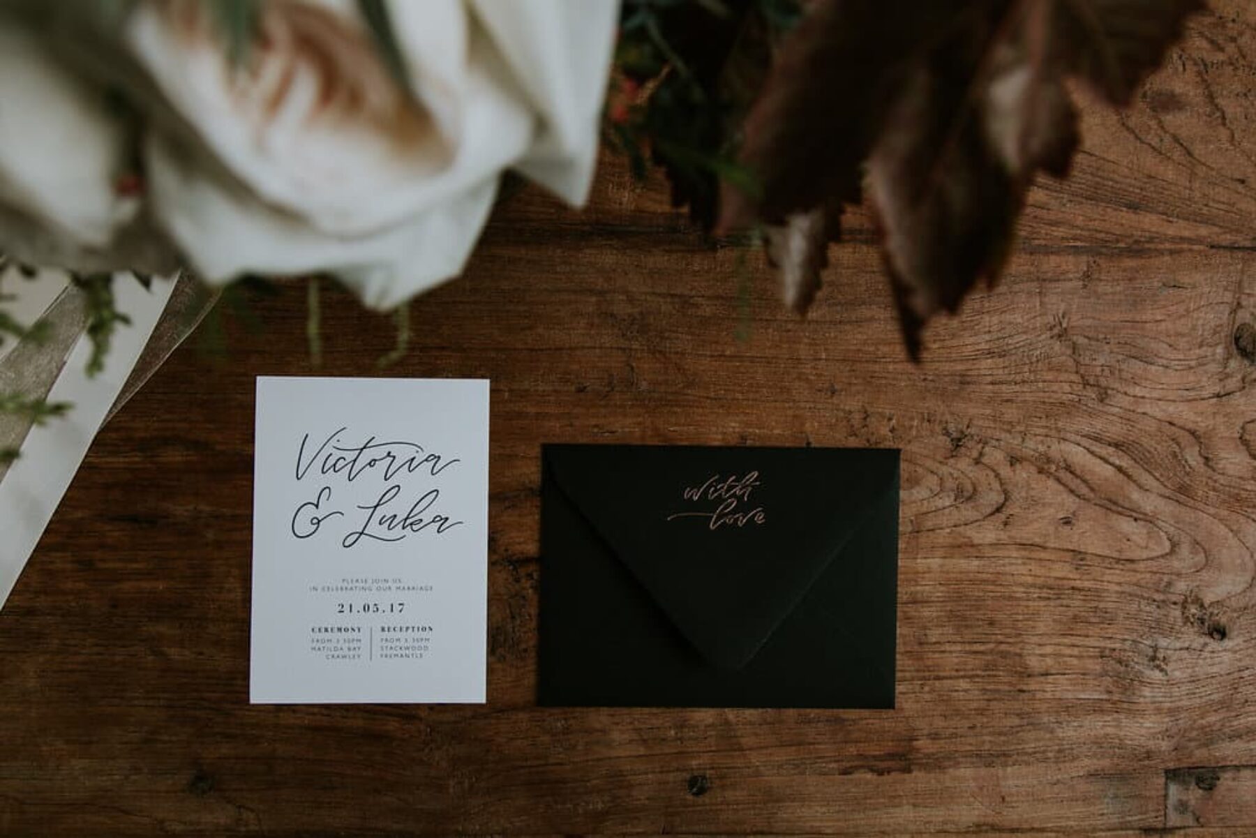hand-lettered calligraphy wedding invitations