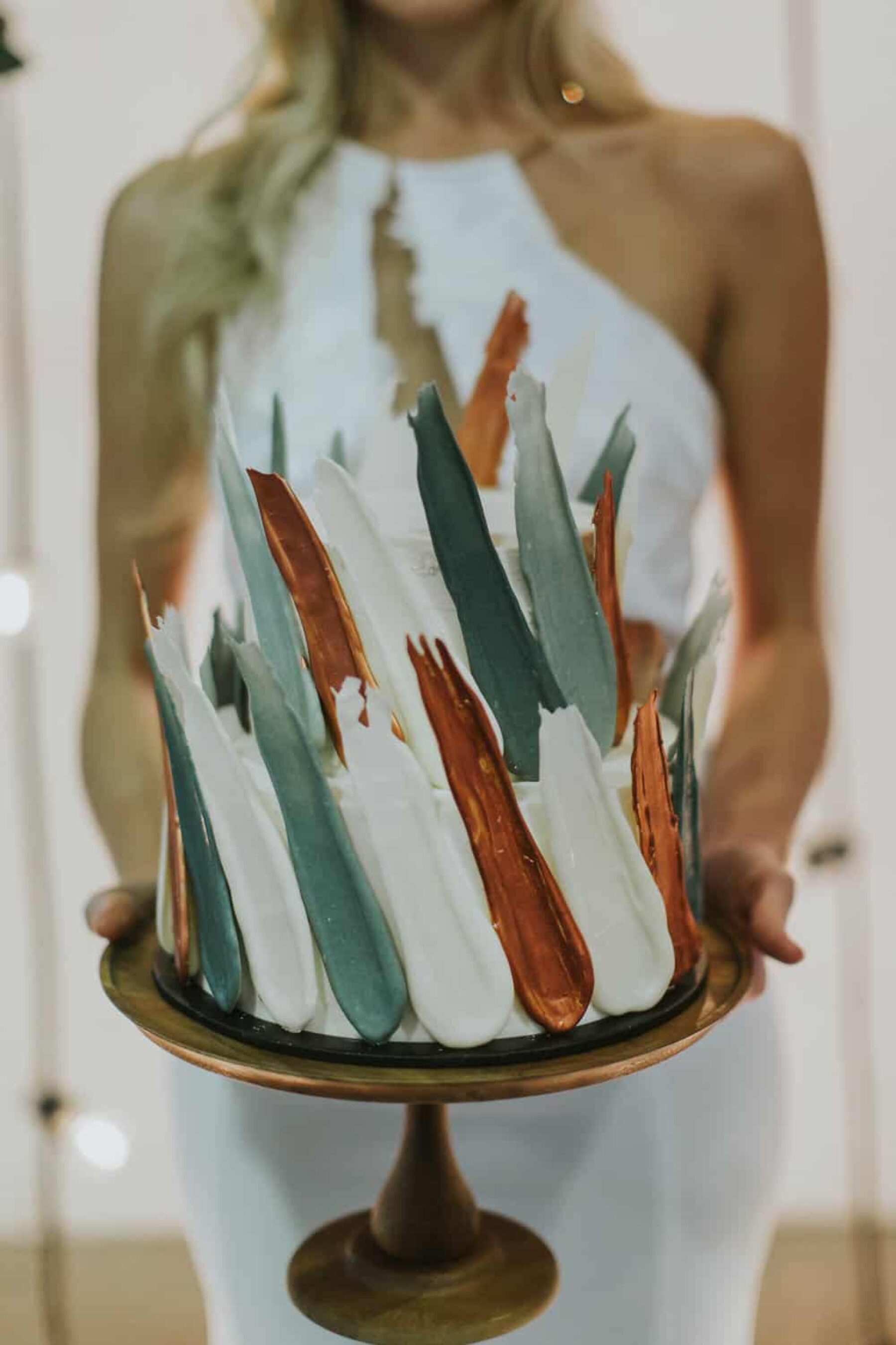 creative wedding cake with coloured shards