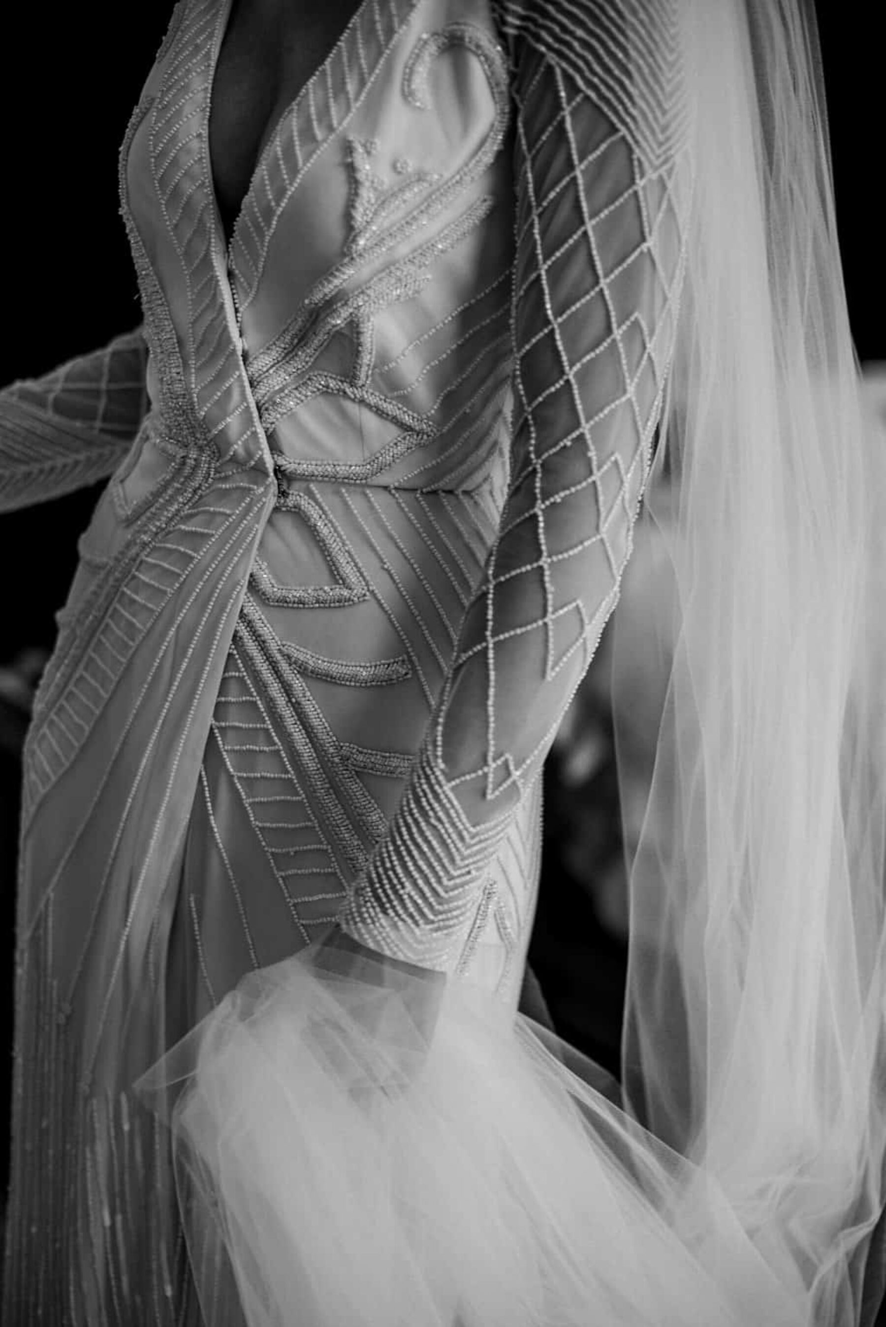 long sleeve art deco wedding dress by Mariana Hardwick