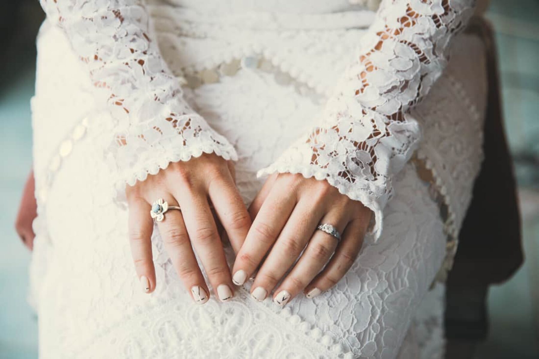 long-sleeve lace wedding dress by Rue de Seine
