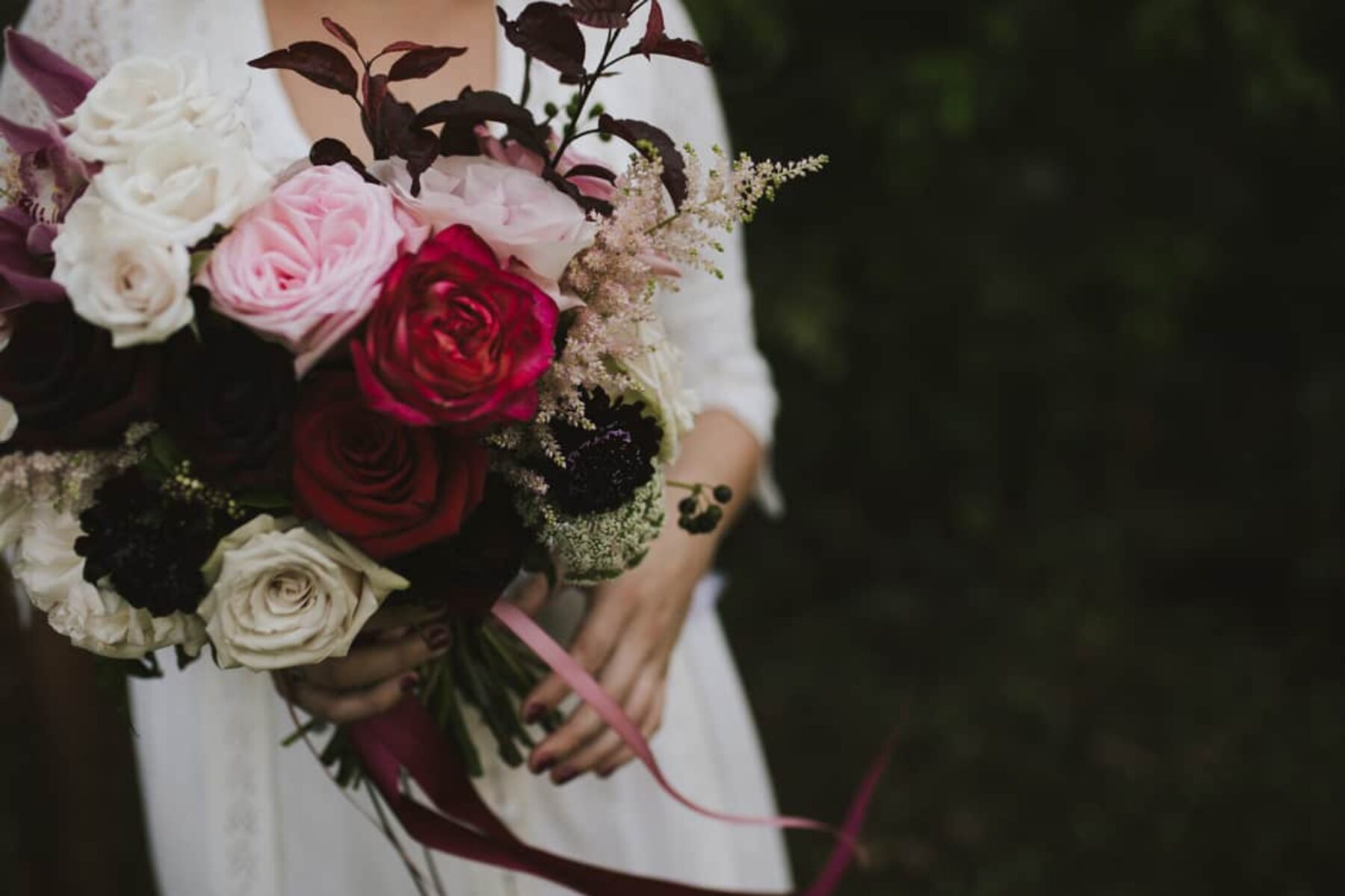 blush and burgundy bridal bouquet