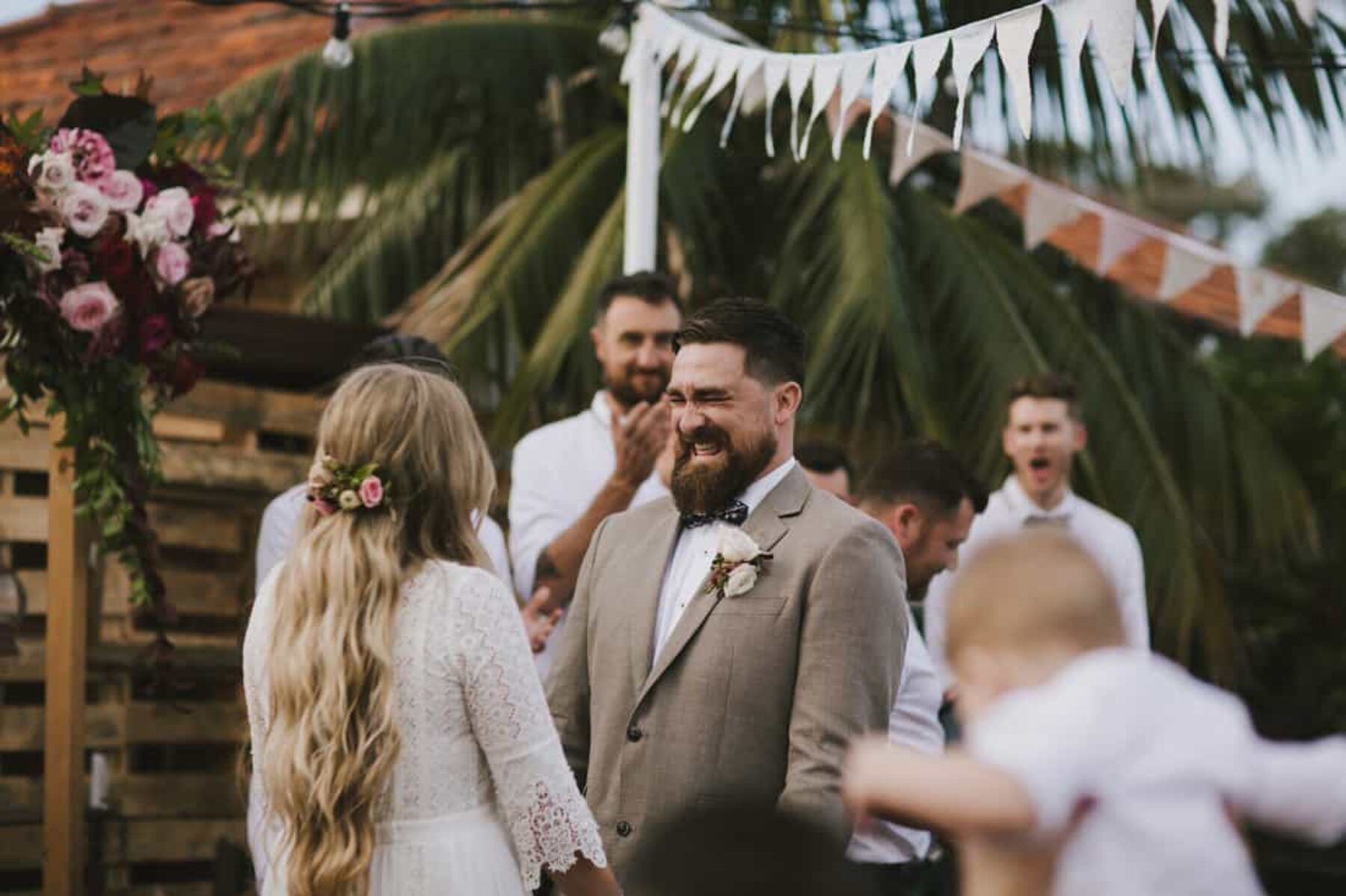 DIY backyard wedding with a vintage-bohemian vibe