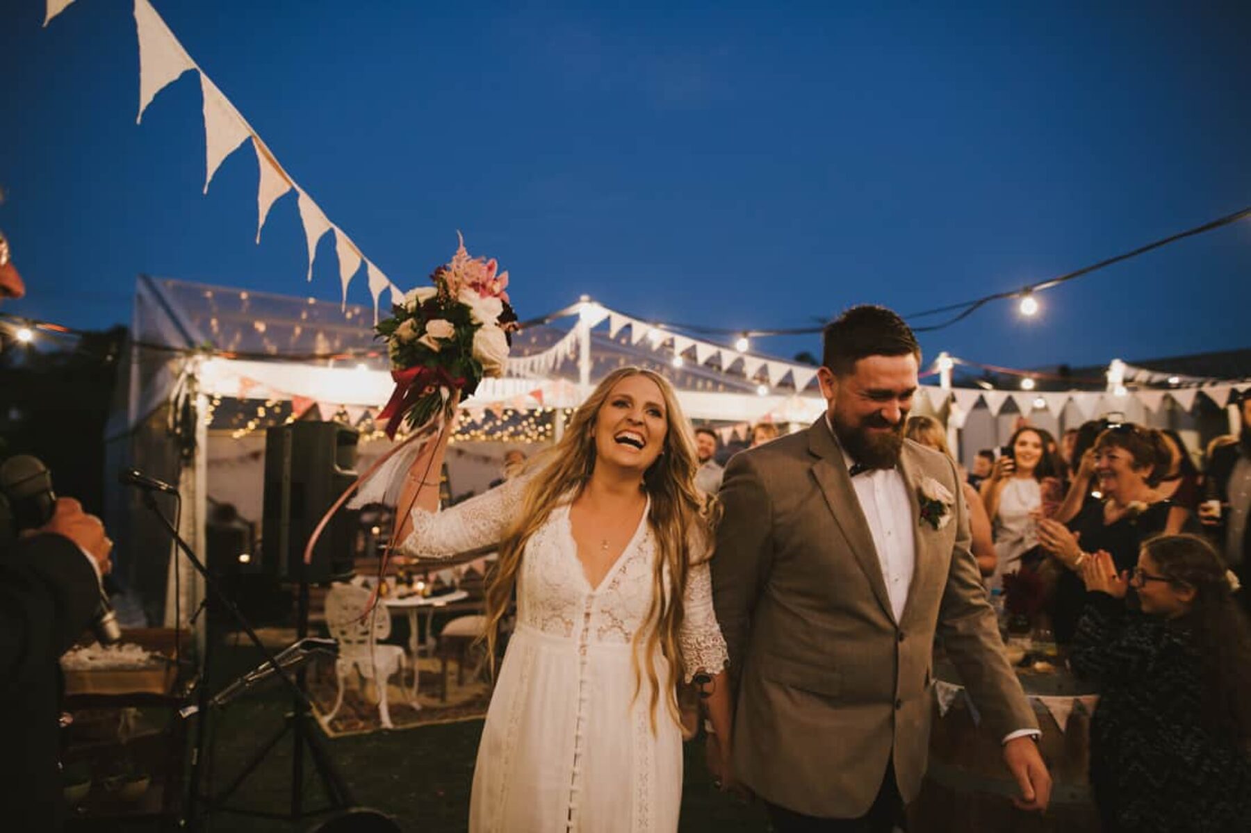 DIY backyard wedding with a vintage-bohemian vibe