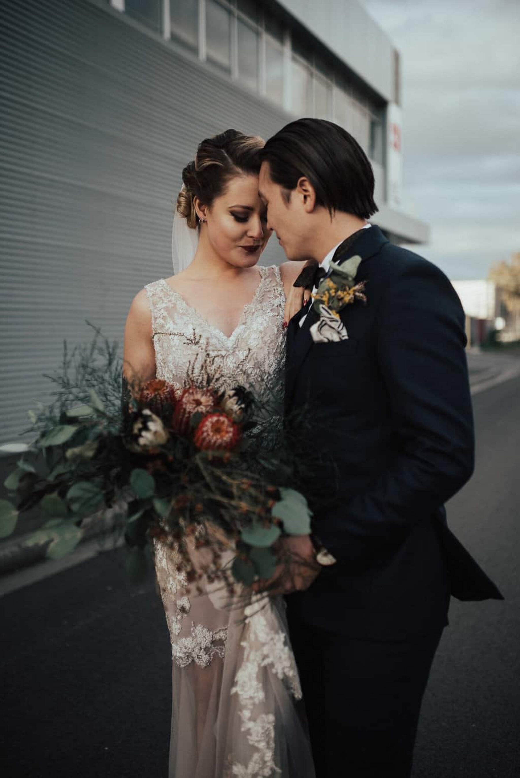 vintage bride with native Australian bouquet