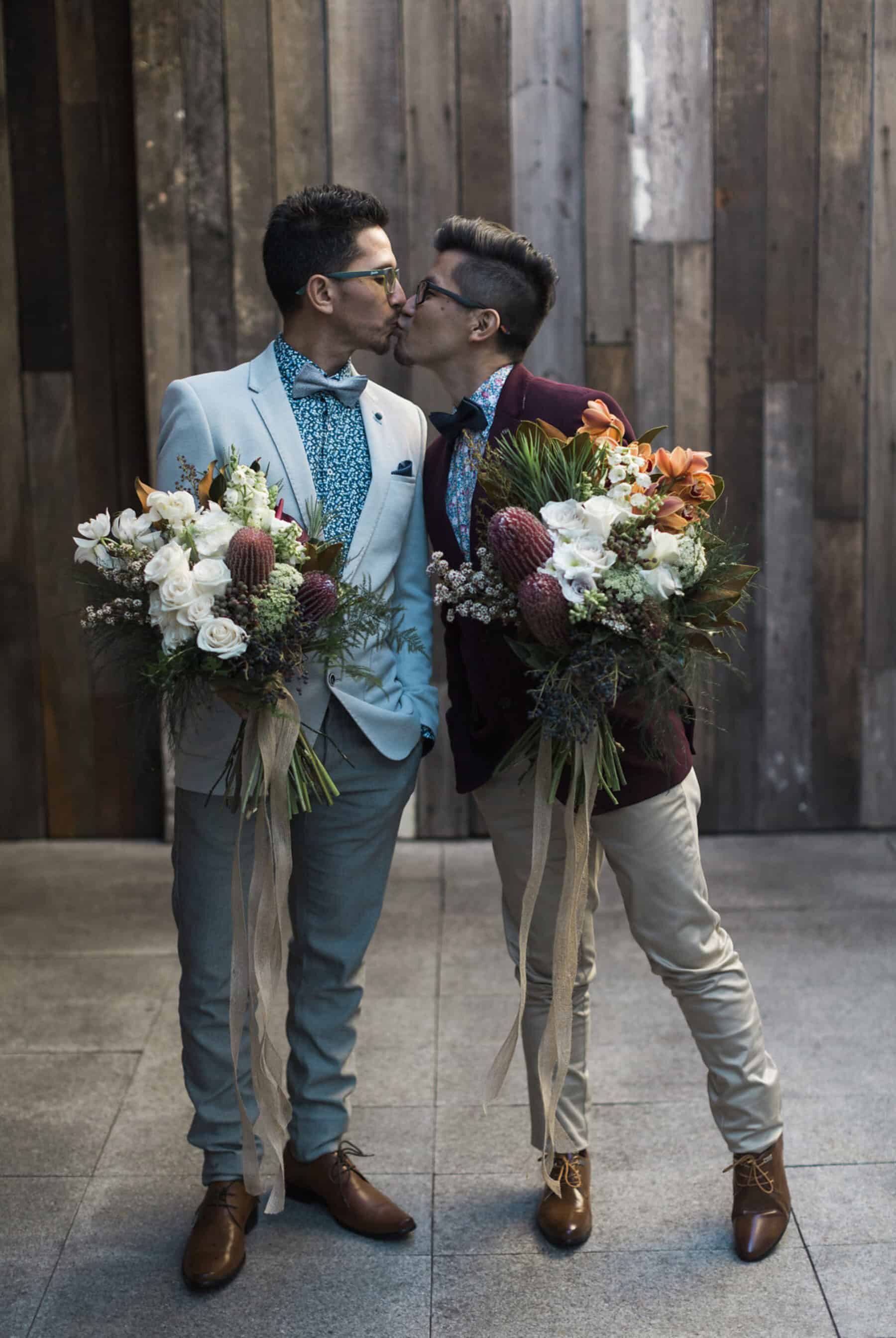 Best of 2017: Groom Style | burgundy and baby blue jackets