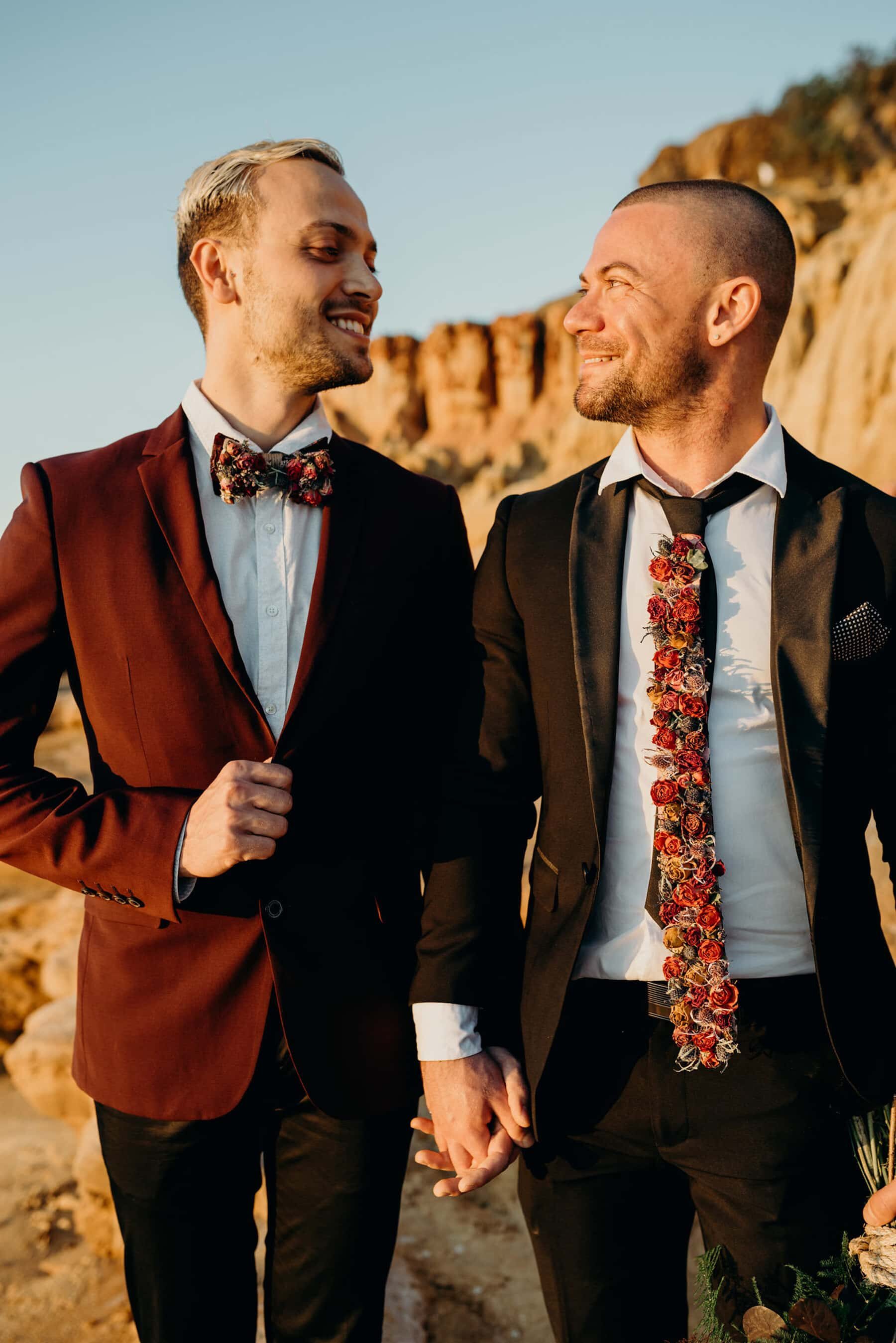 tie and bow tie made from dried flowers