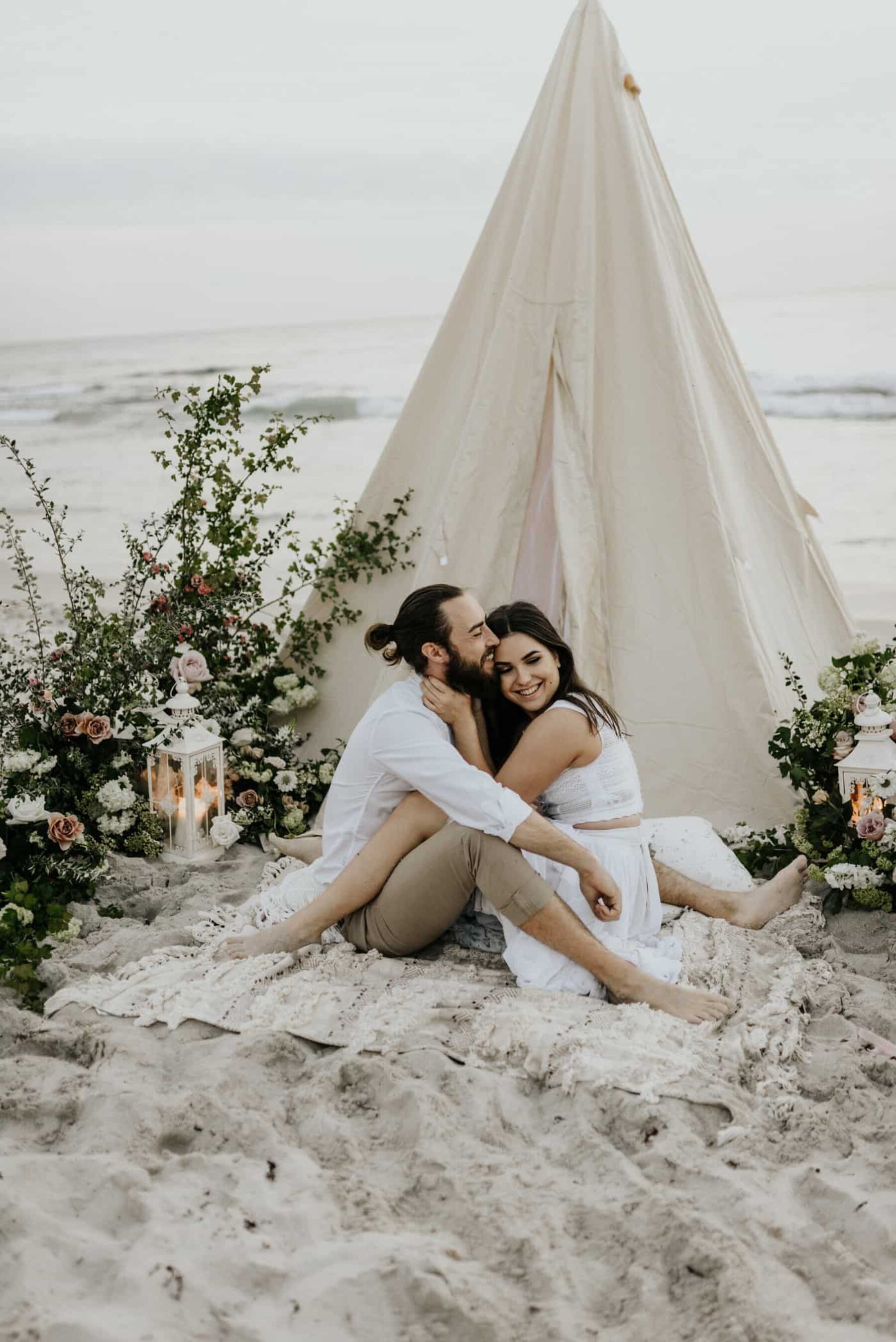 boho beach wedding tipi