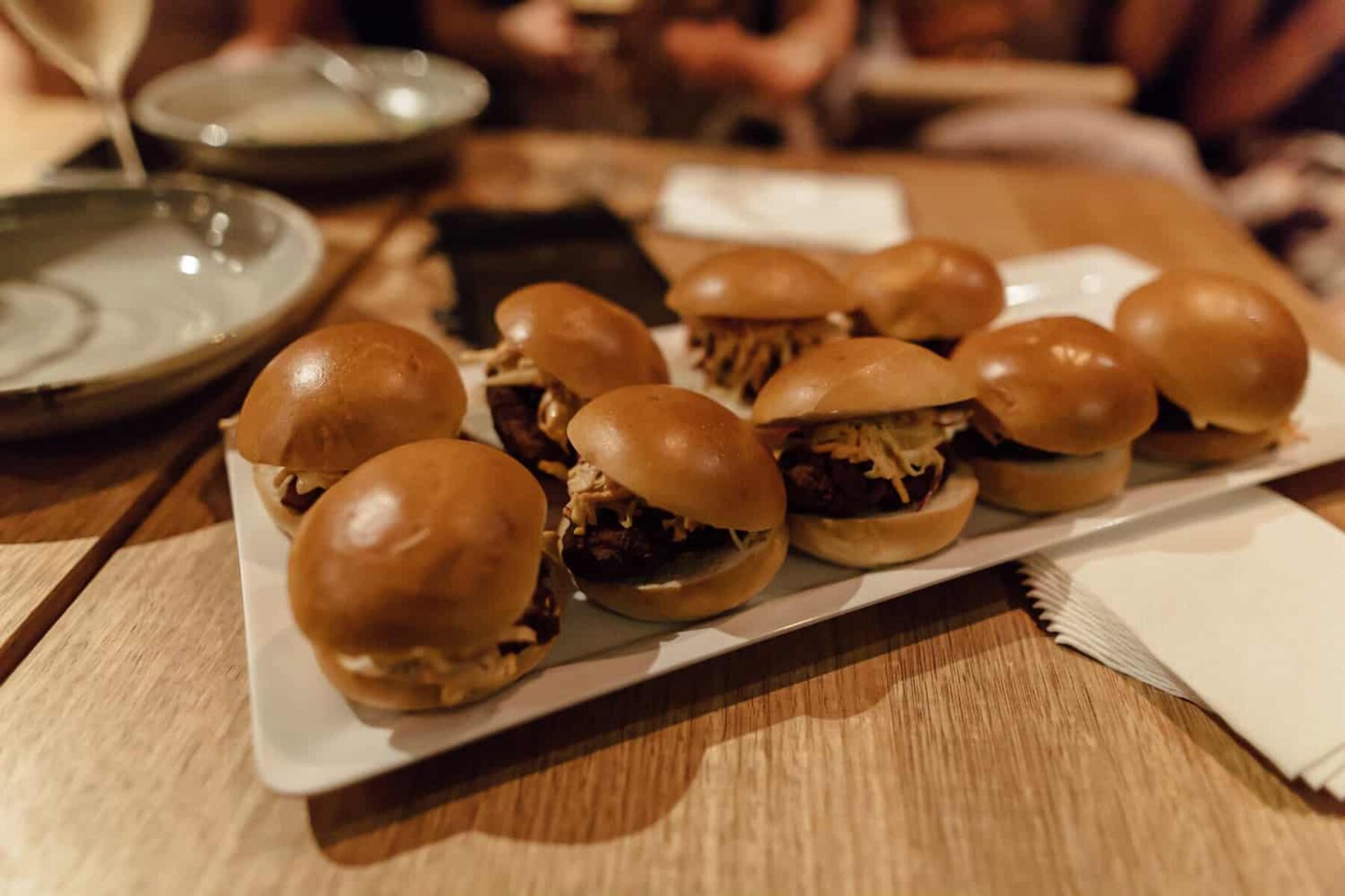 mini sliders for a cocktail wedding