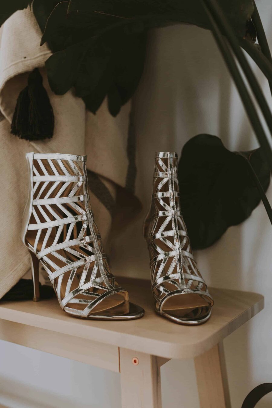 silver geometric cutout stiletto boots