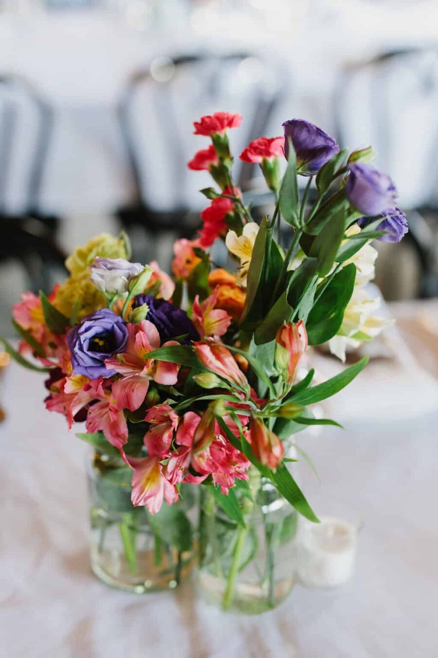 colourful table flowers
