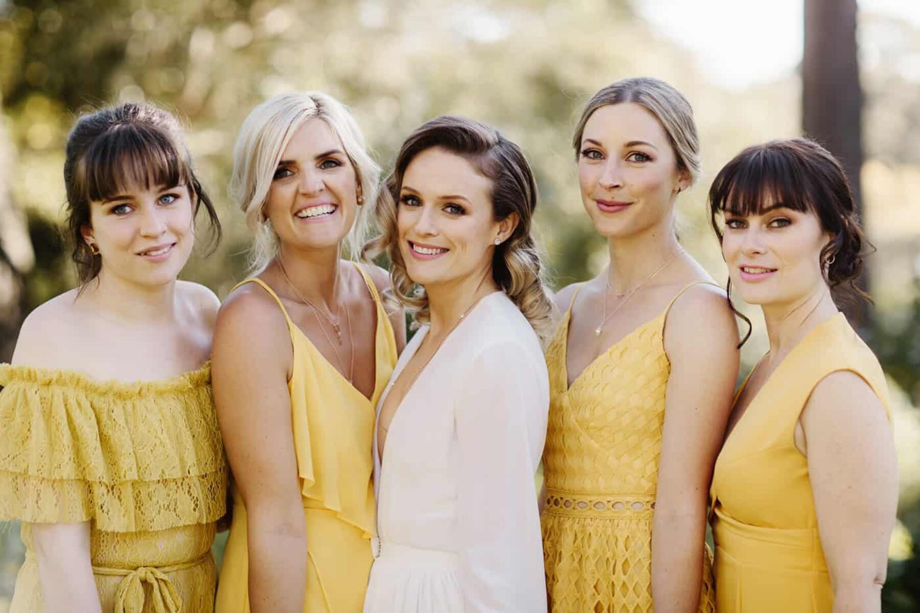 mixed yellow bridesmaid dresses
