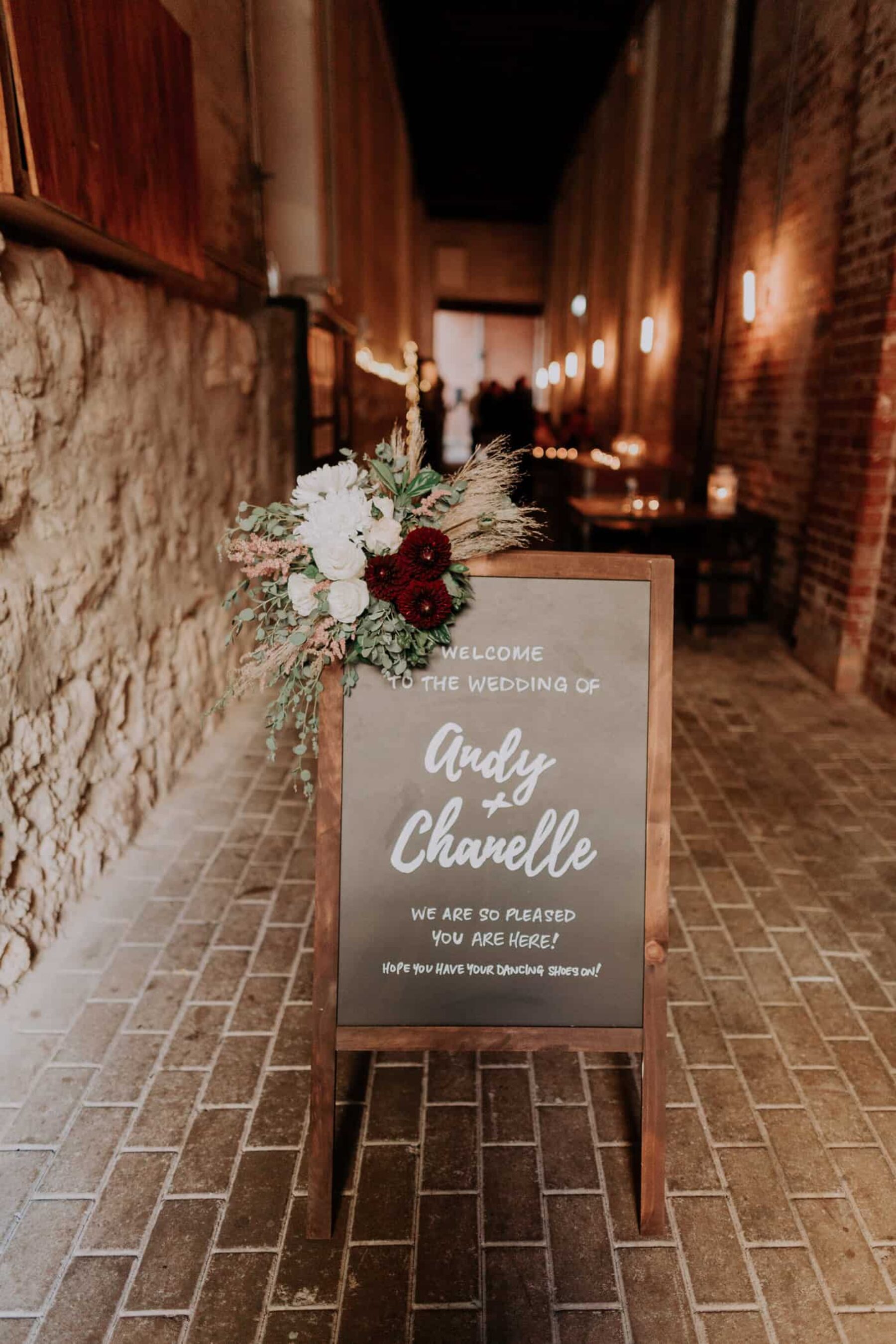hand-lettered wedding chalk board