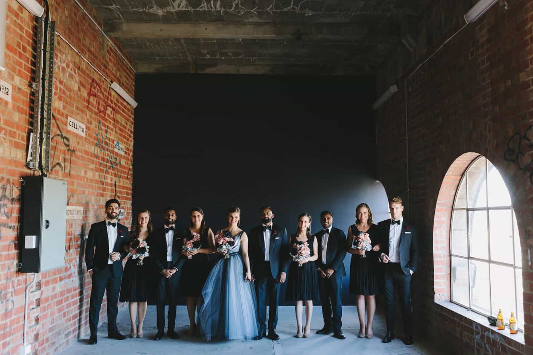 bridal party all in black