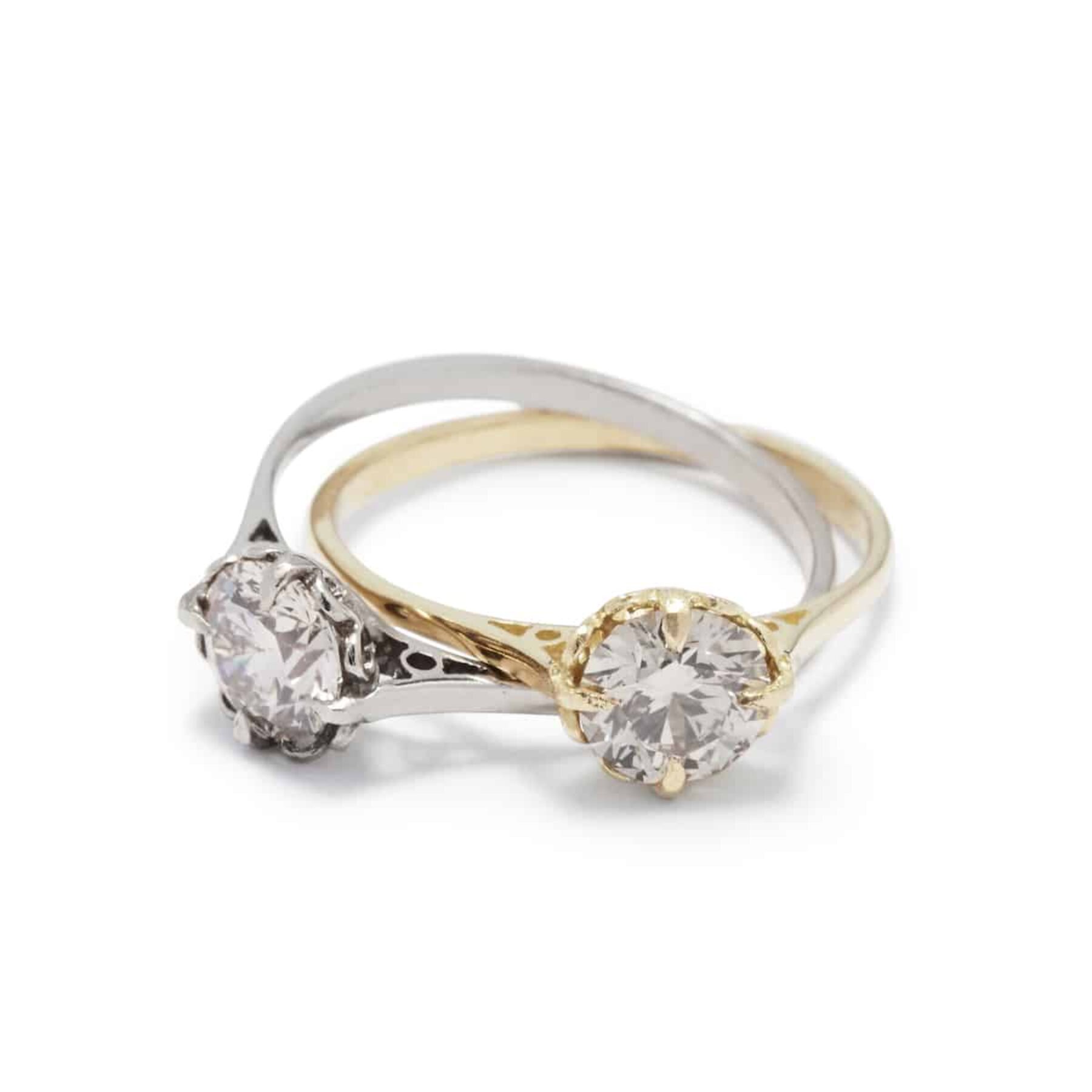 Double Victorian Solitaire Diamond ring by Julia Deville