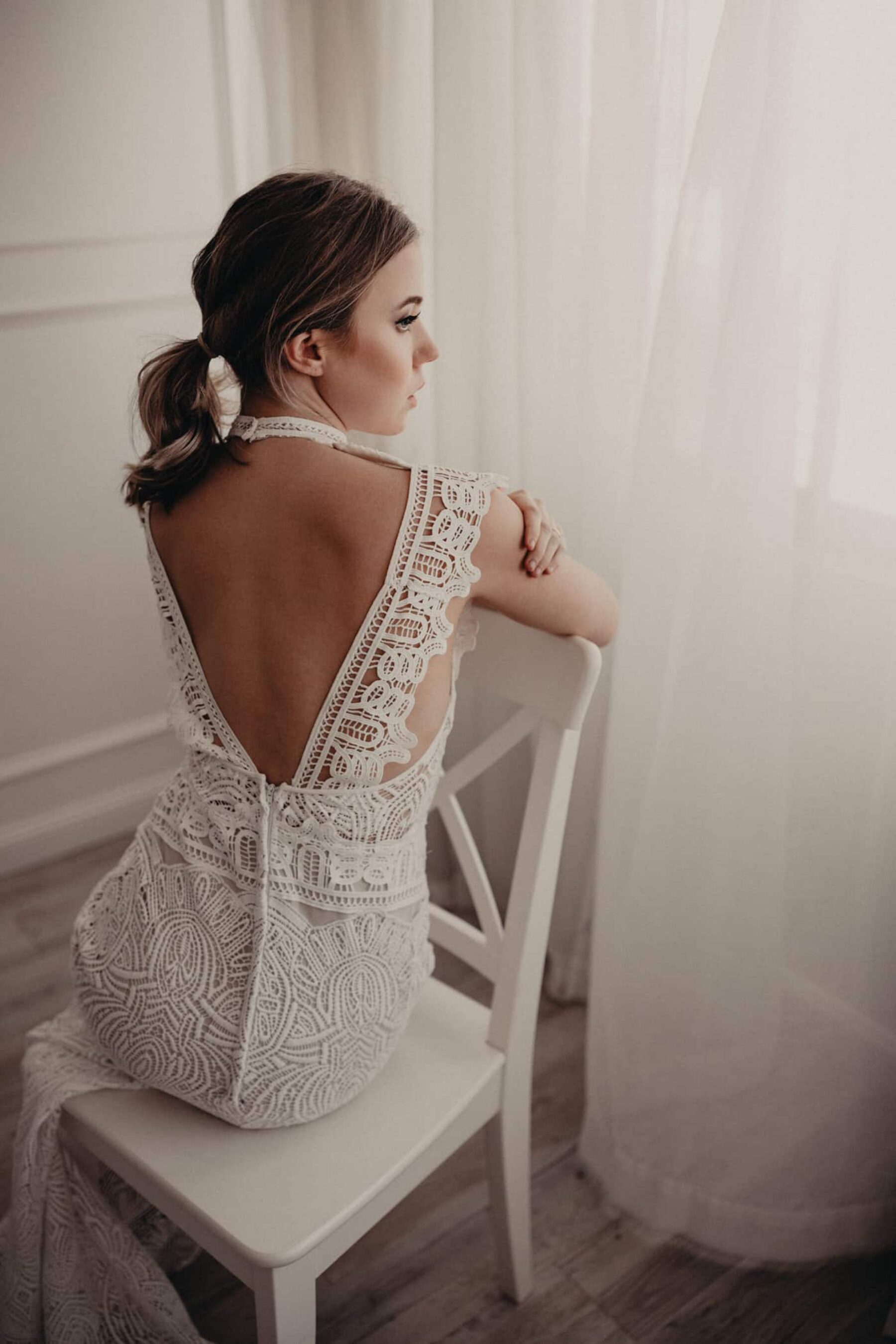 low-back lace wedding dress