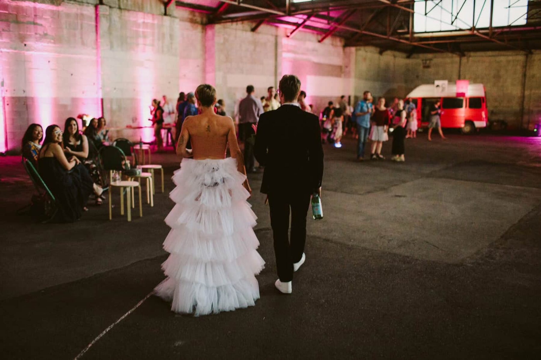 pop-up warehouse wedding in a car park in Adelaide