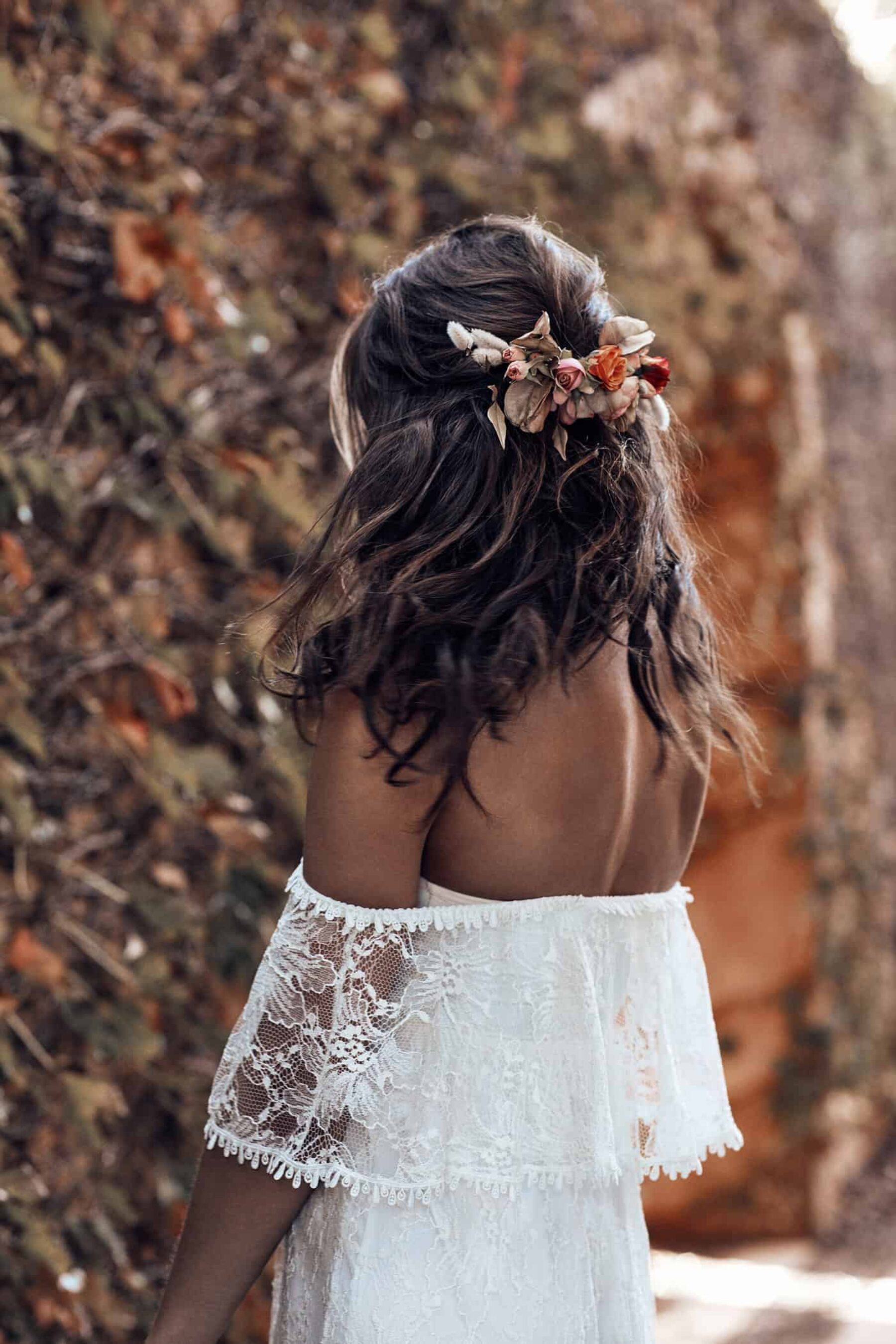 boho off-shoulder wedding dress by Grace Loves Lace