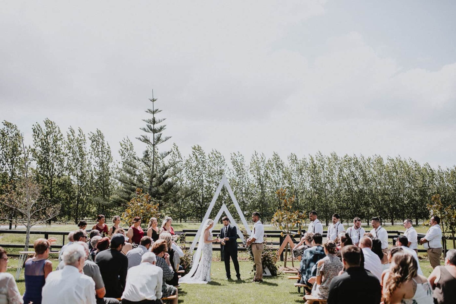 geometric triangular wedding backdrop